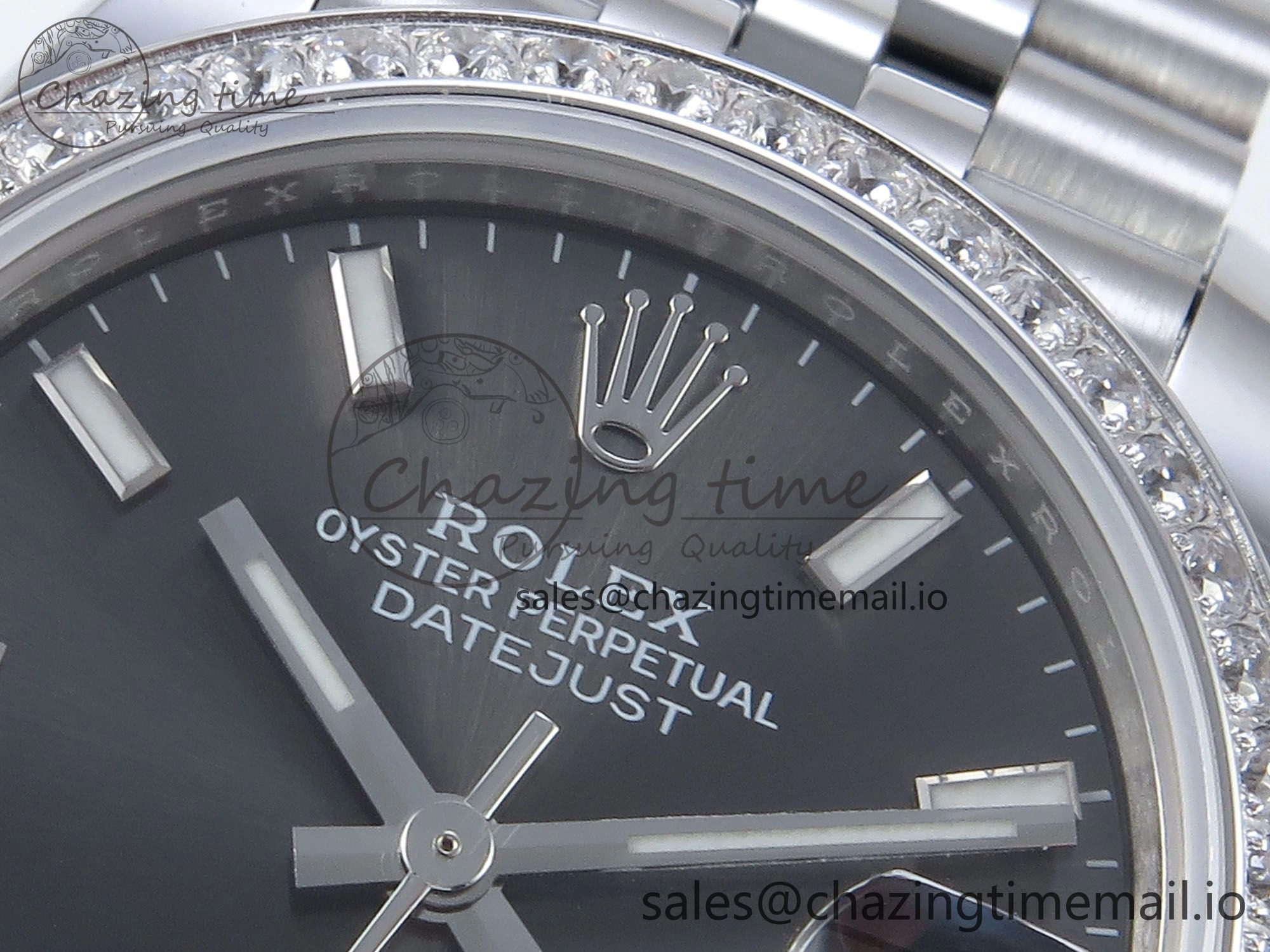 DateJust 31 278384RBR ARF 1:1 Best Edition 904L Steel Gray Stick Dial Diamonds Bezel on SS Jubilee Bracelet ETA 2688