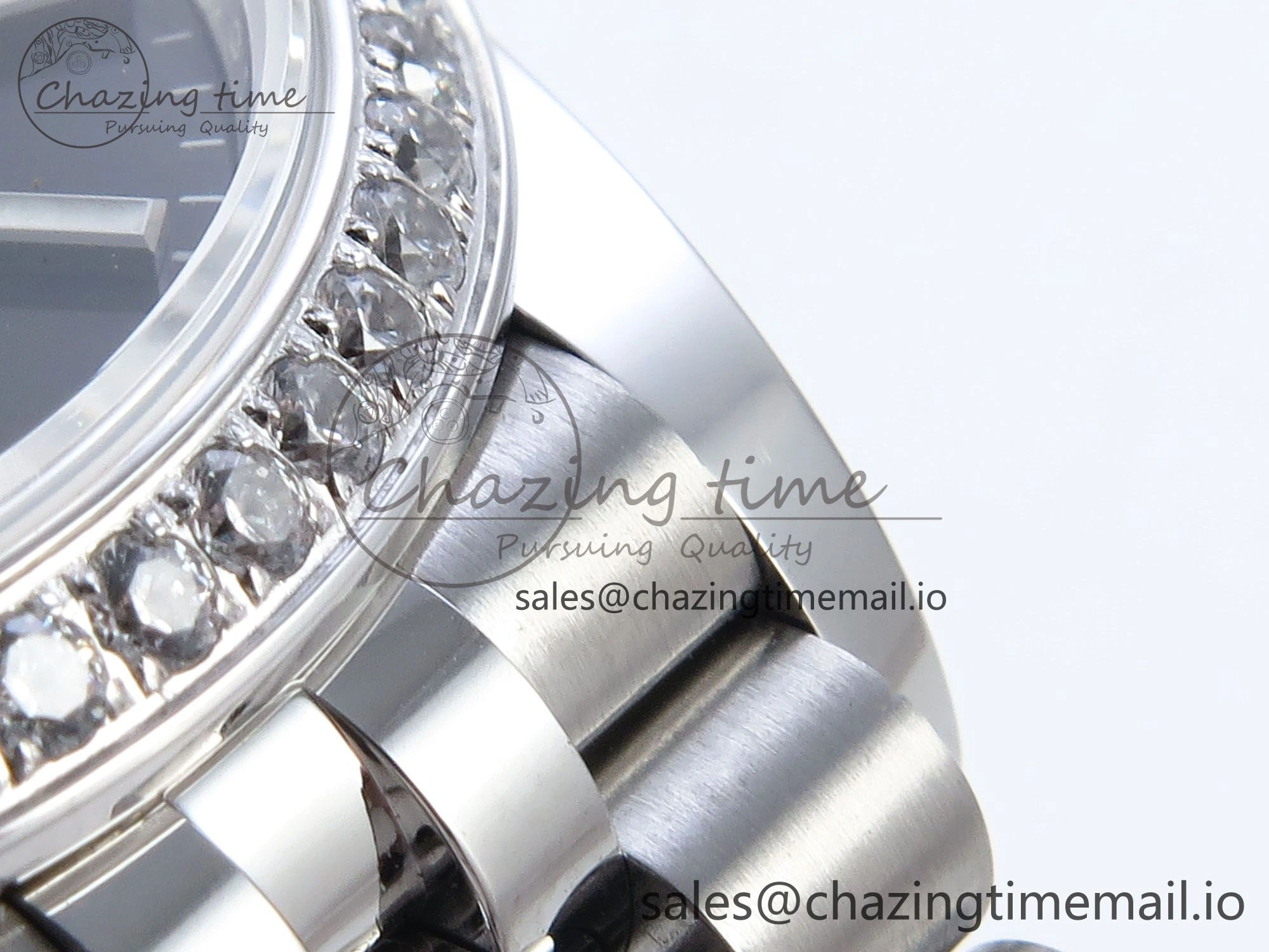 DateJust 31 278384RBR ARF 1:1 Best Edition 904L Steel Gray Stick Dial Diamonds Bezel on SS Jubilee Bracelet ETA 2688