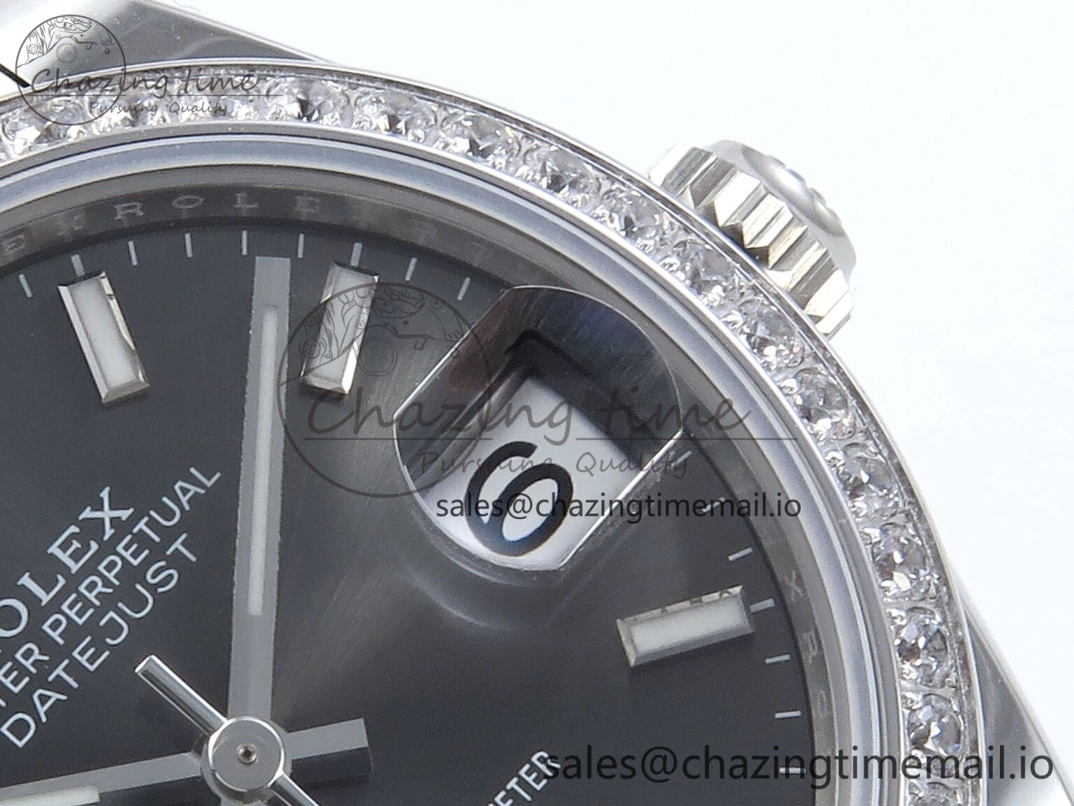 DateJust 31 278384RBR ARF 1:1 Best Edition 904L Steel Gray Stick Dial Diamonds Bezel on SS Oyster Bracelet ETA 2688