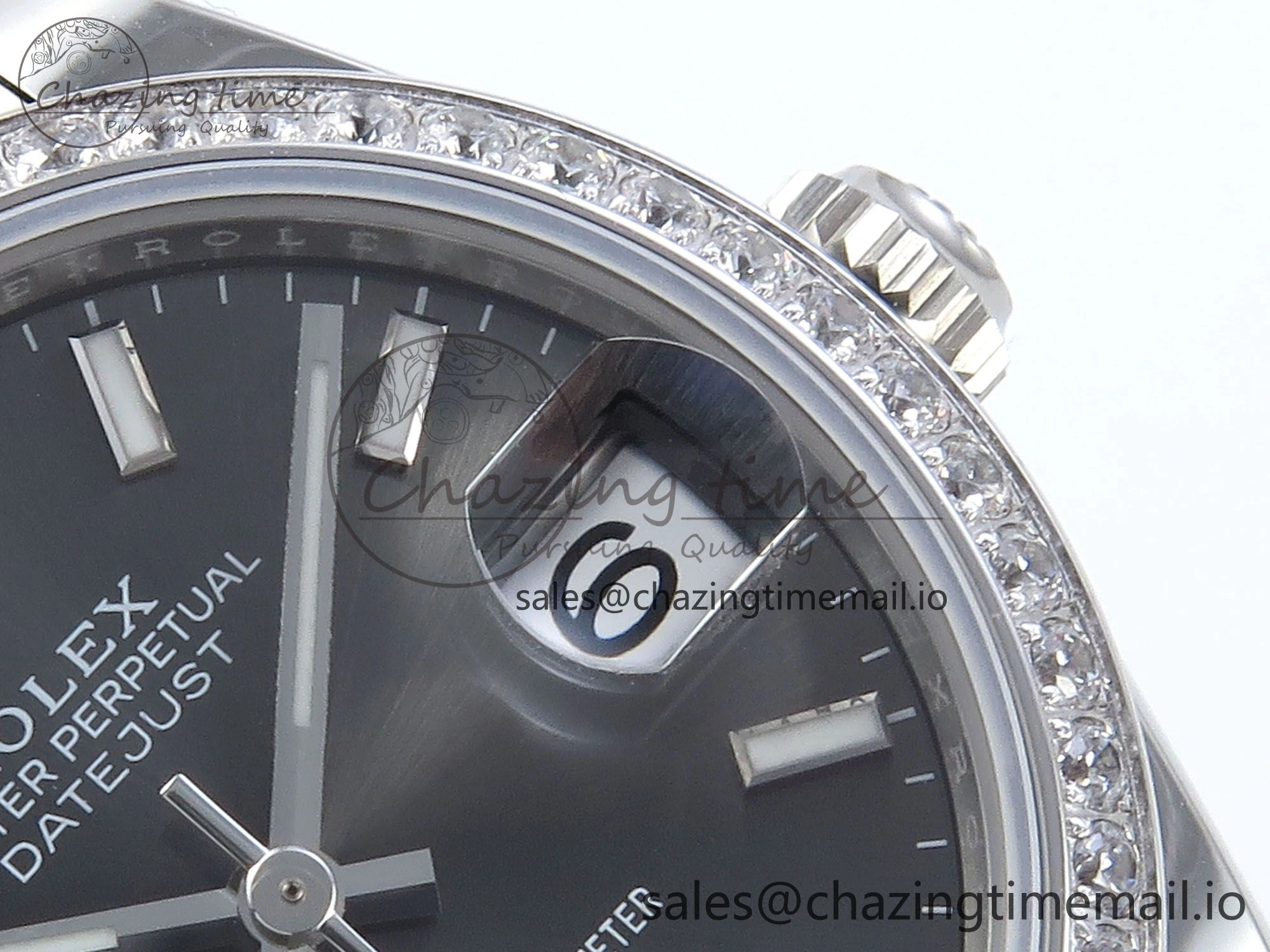 DateJust 31 278384RBR ARF 1:1 Best Edition 904L Steel Gray Stick Dial Diamonds Bezel on SS Oyster Bracelet ETA 2688