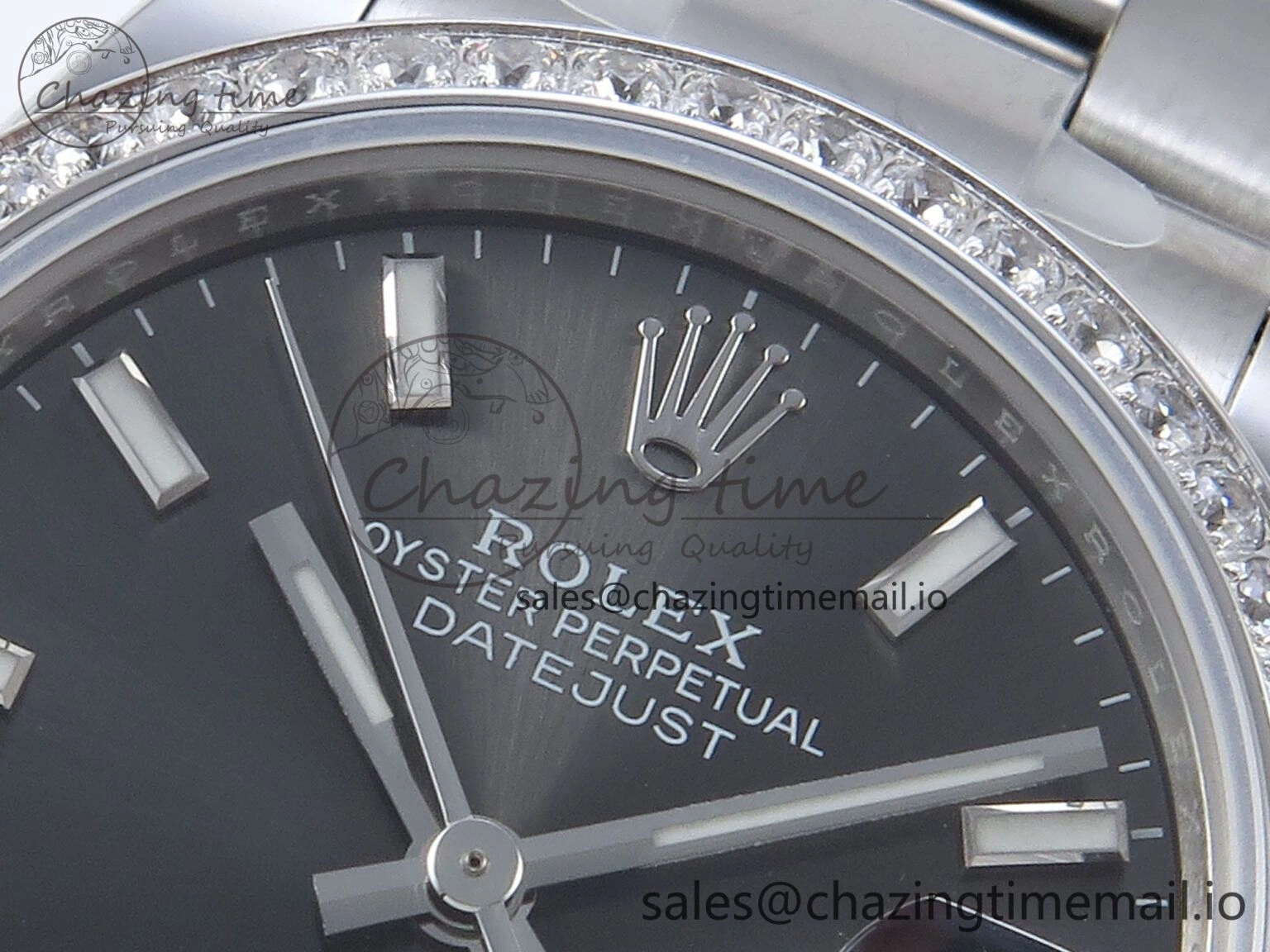 DateJust 31 278384RBR ARF 1:1 Best Edition 904L Steel Gray Stick Dial Diamonds Bezel on SS Oyster Bracelet ETA 2688