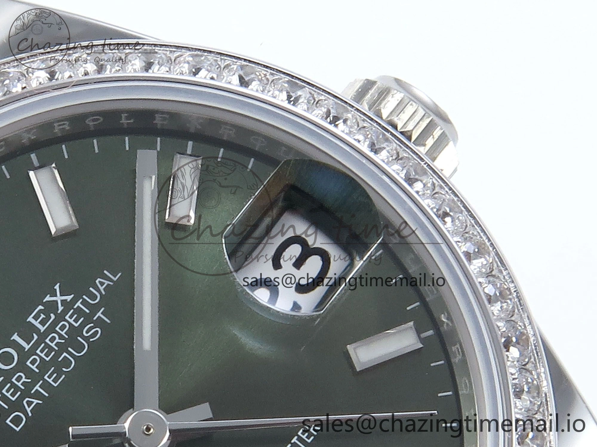 DateJust 31 278384RBR ARF 1:1 Best Edition 904L Steel Green Stick Dial Diamonds Bezel on SS Jubilee Bracelet ETA 2688