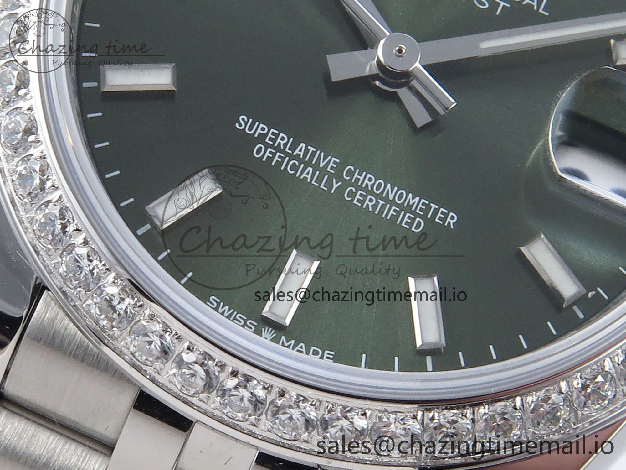 DateJust 31 278384RBR ARF 1:1 Best Edition 904L Steel Green Stick Dial Diamonds Bezel on SS Jubilee Bracelet ETA 2688