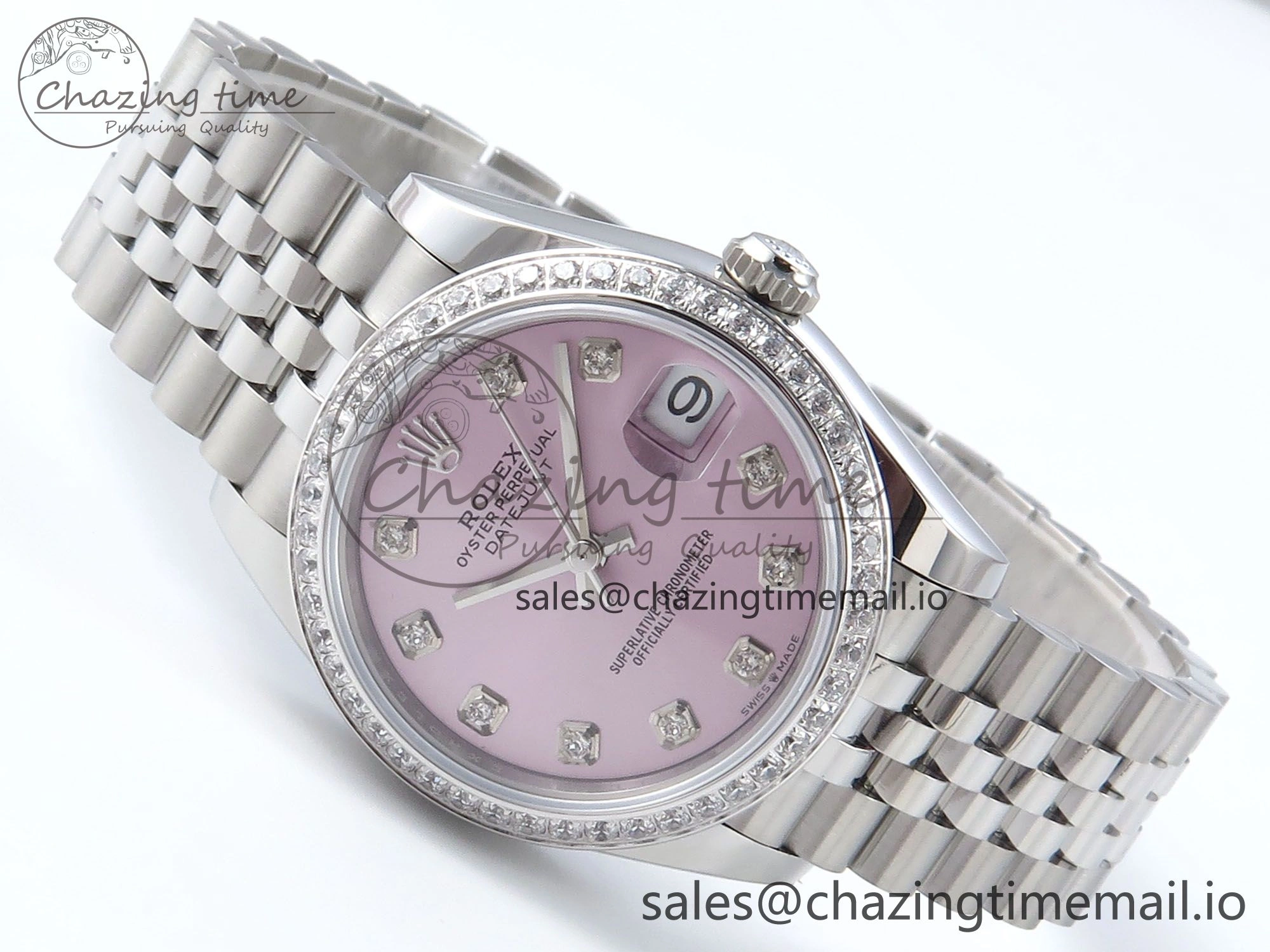 DateJust 31 278384RBR ARF 1:1 Best Edition 904L Steel Pink Diamonds Dial Diamonds Bezel on SS Jubilee Bracelet ETA 2688