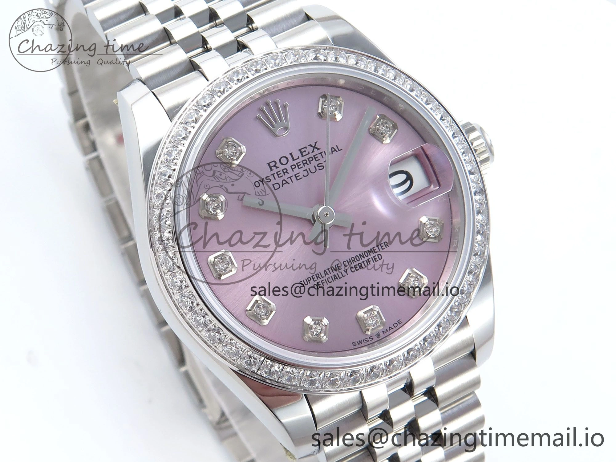 DateJust 31 278384RBR ARF 1:1 Best Edition 904L Steel Pink Diamonds Dial Diamonds Bezel on SS Jubilee Bracelet ETA 2688