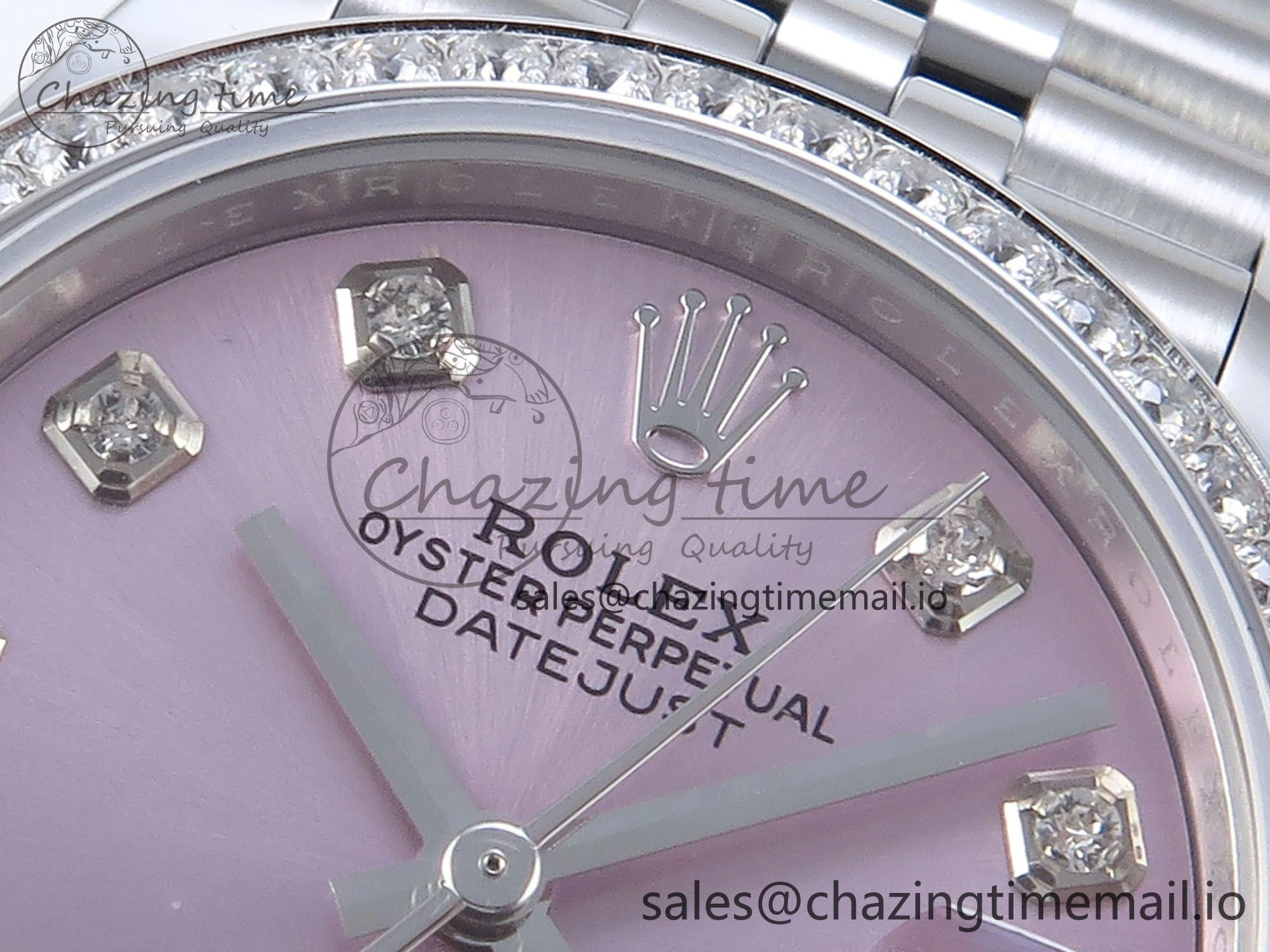 DateJust 31 278384RBR ARF 1:1 Best Edition 904L Steel Pink Diamonds Dial Diamonds Bezel on SS Jubilee Bracelet ETA 2688