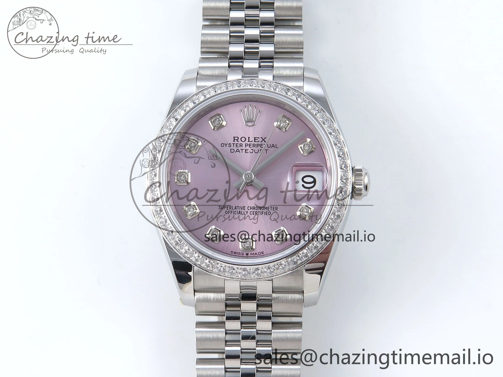 DateJust 31 278384RBR ARF 1:1 Best Edition 904L Steel Pink Diamonds Dial Diamonds Bezel on SS Jubilee Bracelet ETA 2688