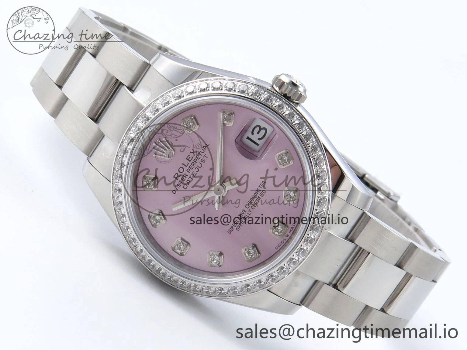 DateJust 31 278384RBR ARF 1:1 Best Edition 904L Steel Pink Diamonds Dial Diamonds Bezel on SS Oyster Bracelet ETA 2688