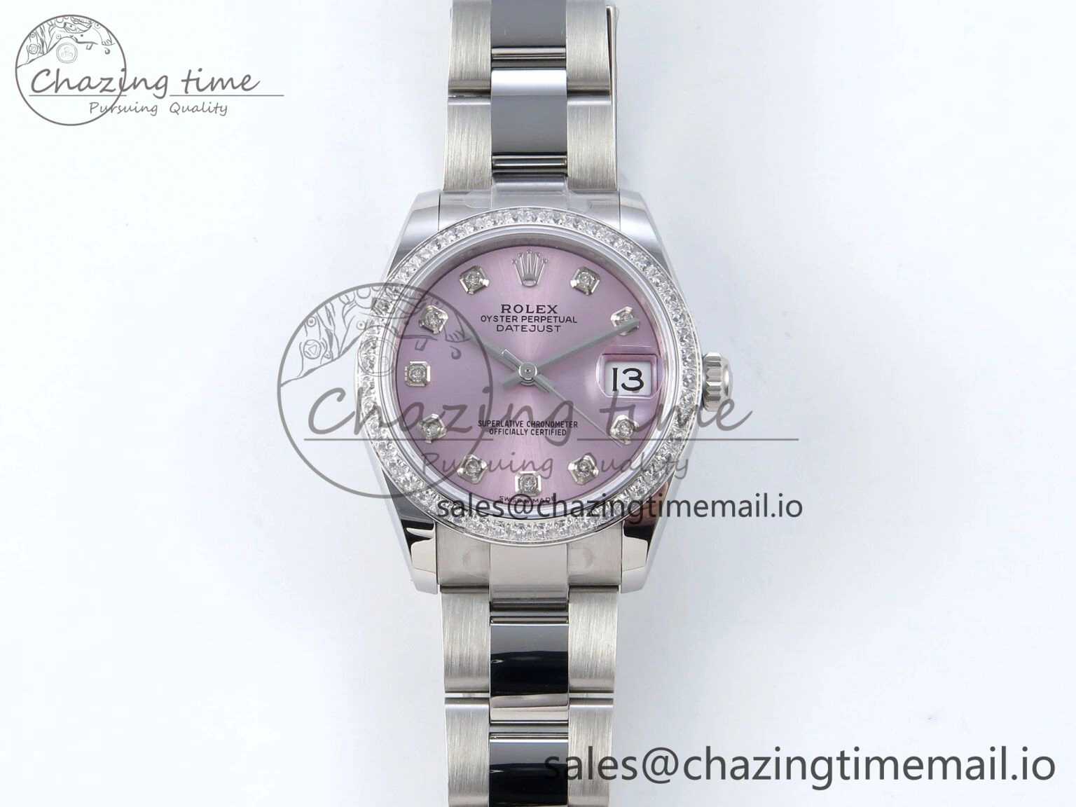 DateJust 31 278384RBR ARF 1:1 Best Edition 904L Steel Pink Diamonds Dial Diamonds Bezel on SS Oyster Bracelet ETA 2688