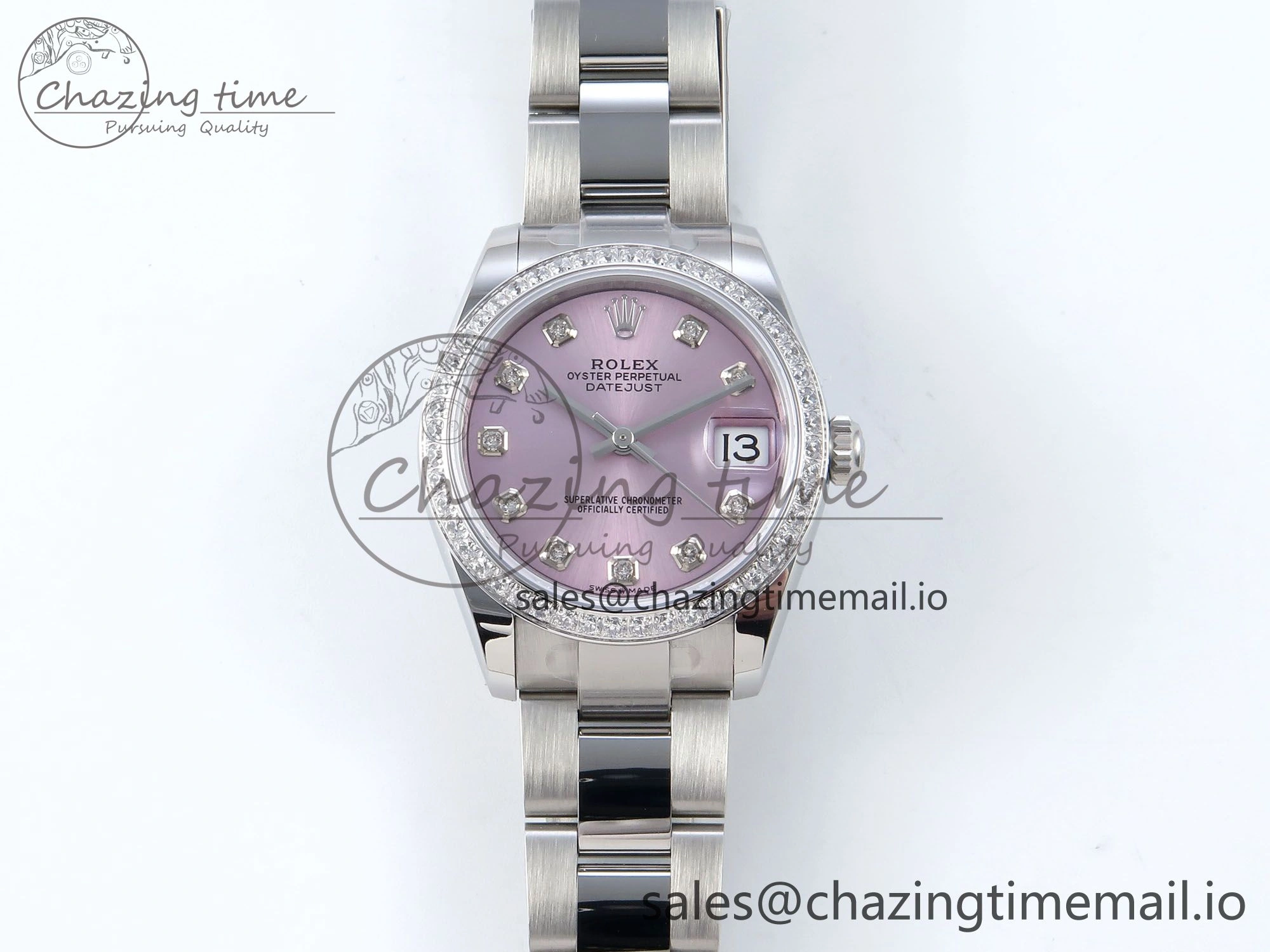 DateJust 31 278384RBR ARF 1:1 Best Edition 904L Steel Pink Diamonds Dial Diamonds Bezel on SS Oyster Bracelet ETA 2688