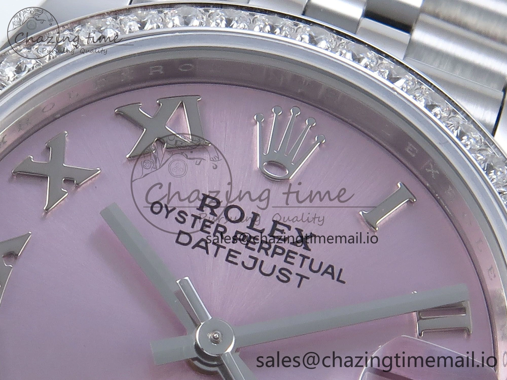 DateJust 31 278384RBR ARF 1:1 Best Edition 904L Steel Pink Roman Dial Diamonds Bezel on SS Jubilee Bracelet ETA 2688