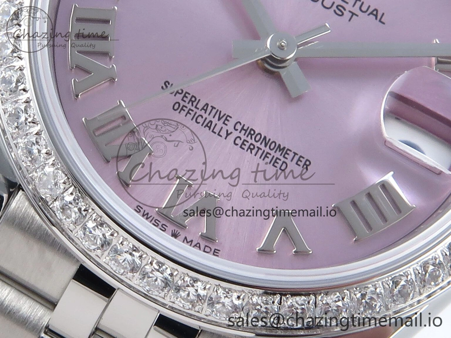 DateJust 31 278384RBR ARF 1:1 Best Edition 904L Steel Pink Roman Dial Diamonds Bezel on SS Jubilee Bracelet ETA 2688