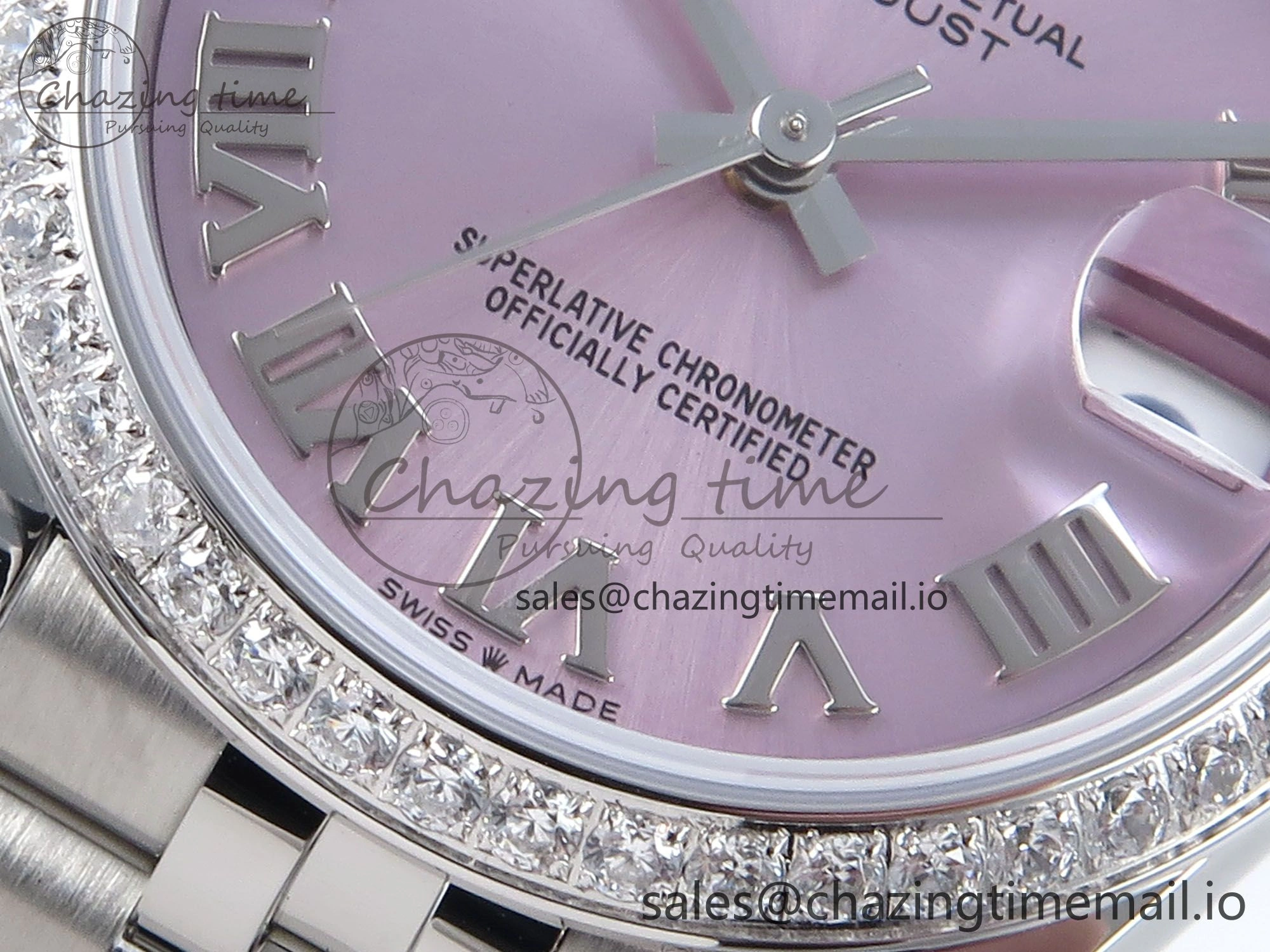 DateJust 31 278384RBR ARF 1:1 Best Edition 904L Steel Pink Roman Dial Diamonds Bezel on SS Jubilee Bracelet ETA 2688