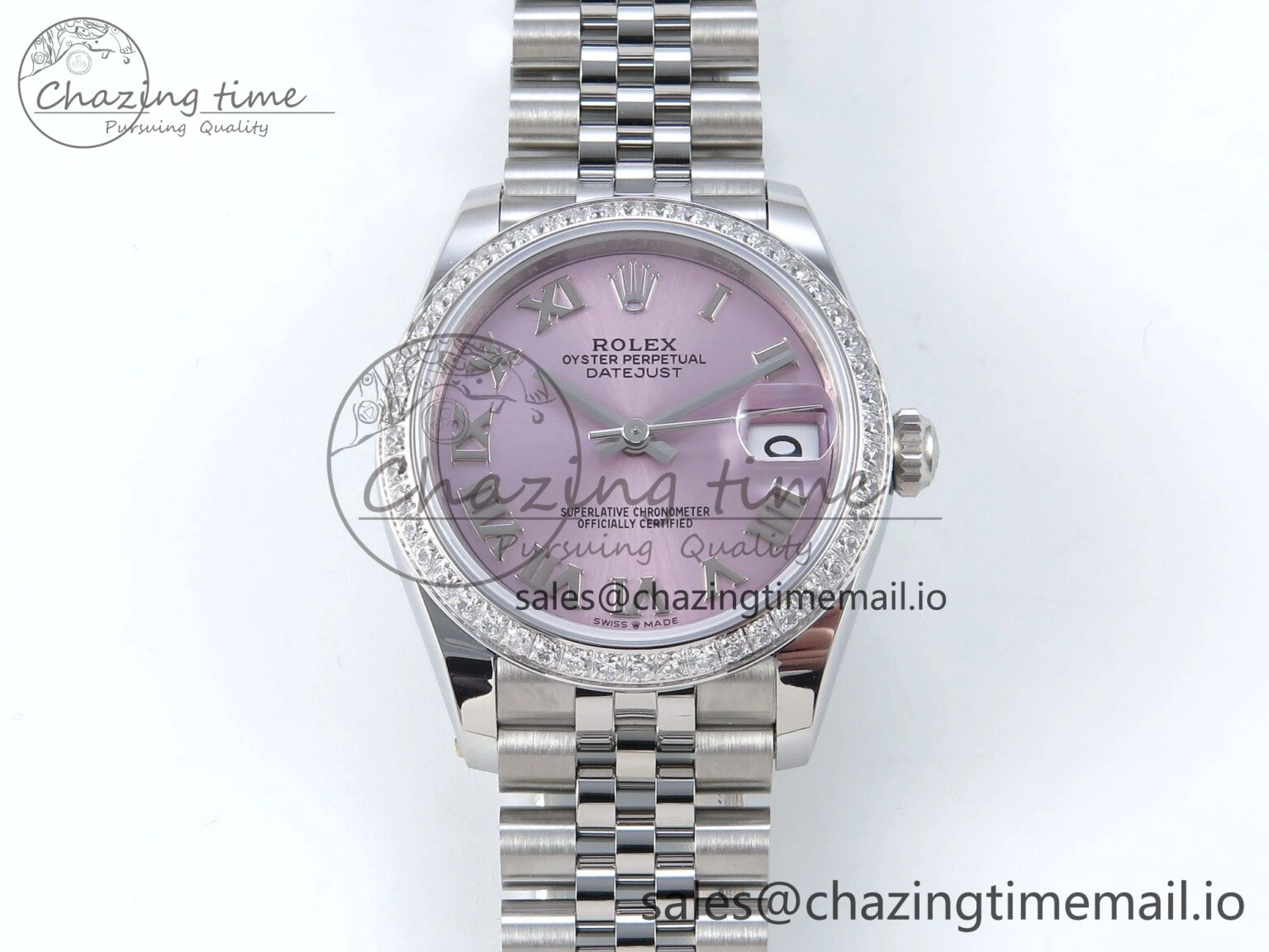 DateJust 31 278384RBR ARF 1:1 Best Edition 904L Steel Pink Roman Dial Diamonds Bezel on SS Jubilee Bracelet ETA 2688