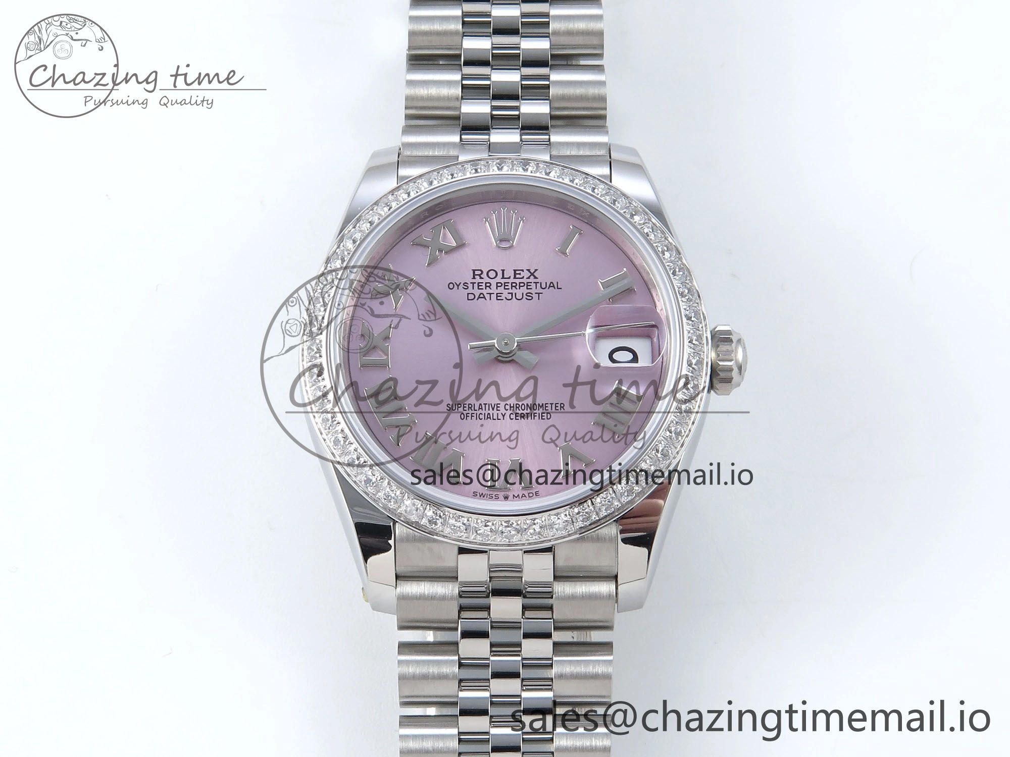DateJust 31 278384RBR ARF 1:1 Best Edition 904L Steel Pink Roman Dial Diamonds Bezel on SS Jubilee Bracelet ETA 2688