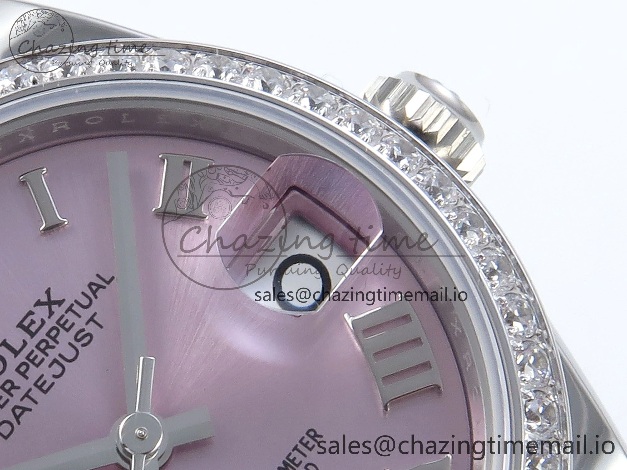 DateJust 31 278384RBR ARF 1:1 Best Edition 904L Steel Pink Roman Dial Diamonds Bezel on SS Oyster Bracelet ETA 2688