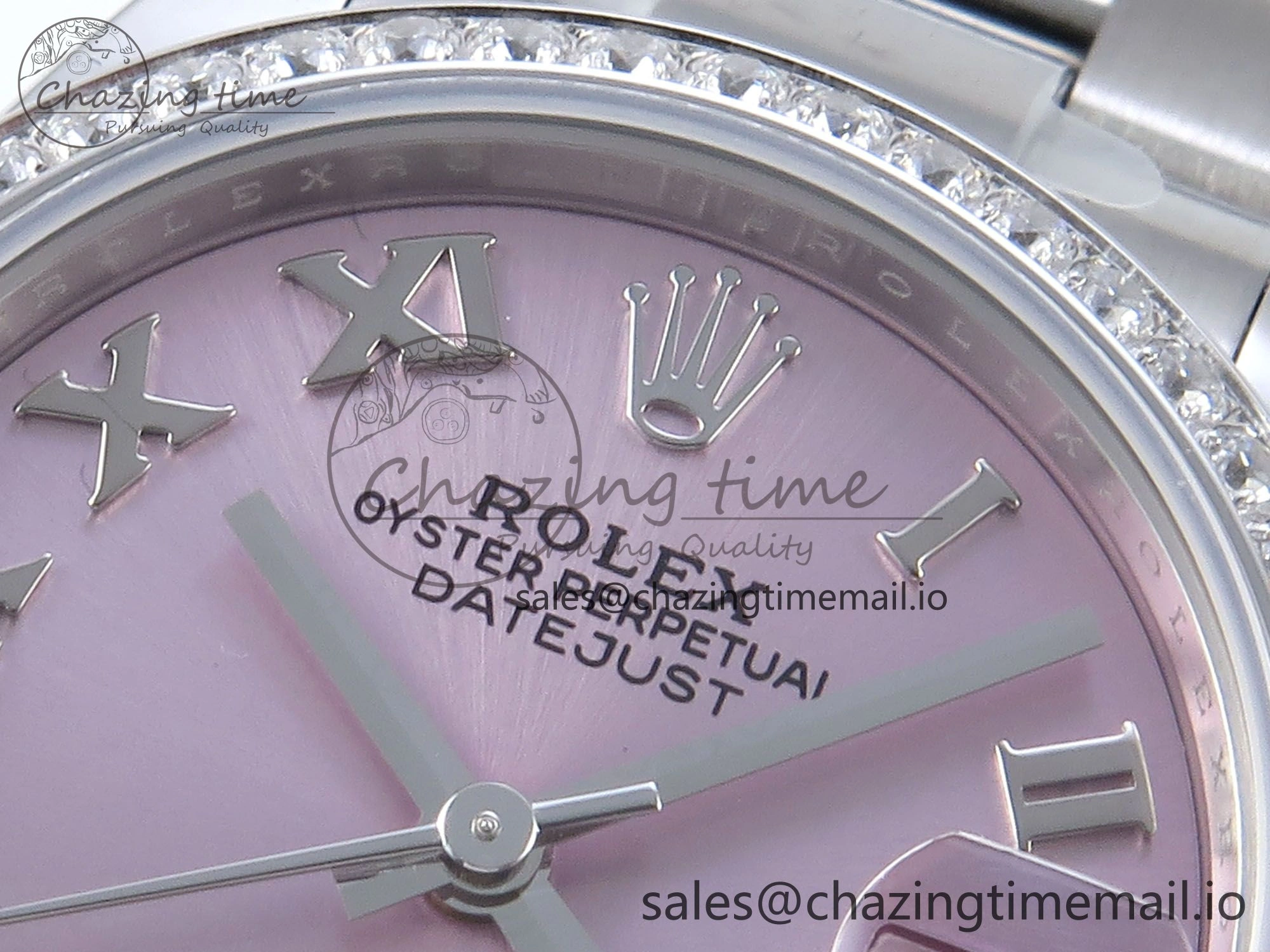 DateJust 31 278384RBR ARF 1:1 Best Edition 904L Steel Pink Roman Dial Diamonds Bezel on SS Oyster Bracelet ETA 2688