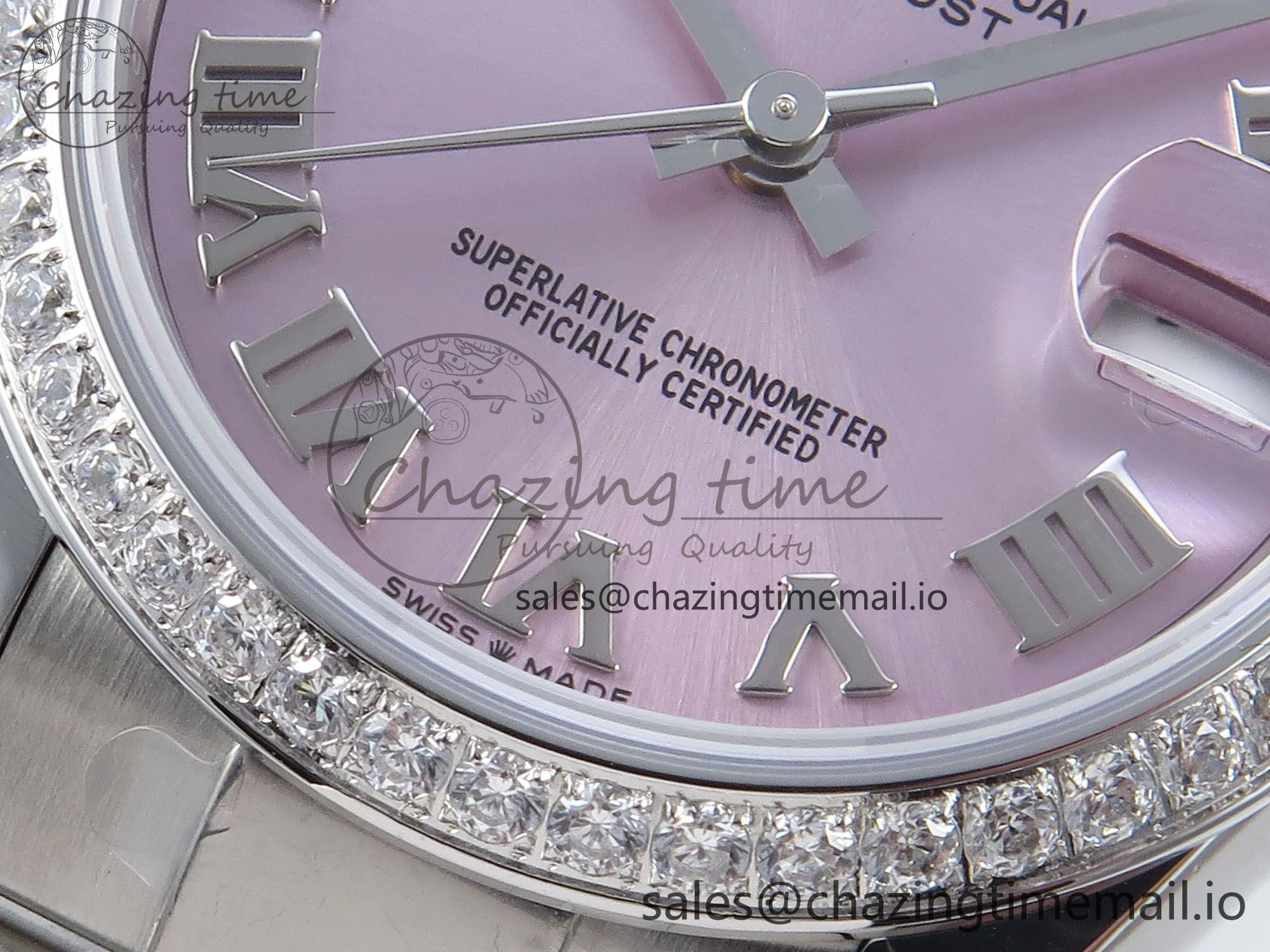 DateJust 31 278384RBR ARF 1:1 Best Edition 904L Steel Pink Roman Dial Diamonds Bezel on SS Oyster Bracelet ETA 2688
