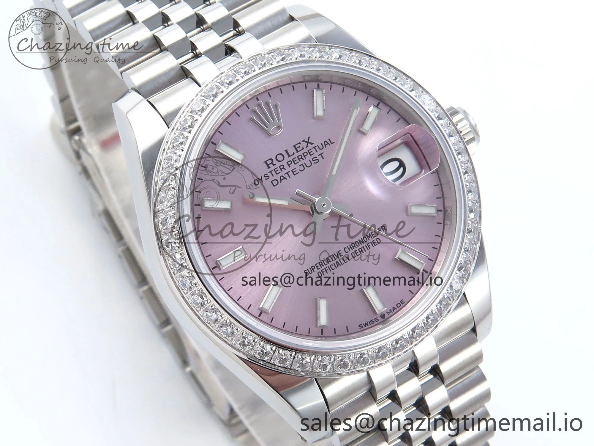 DateJust 31 278384RBR ARF 1:1 Best Edition 904L Steel Pink Stick Dial Diamonds Bezel on SS Jubilee Bracelet ETA 2688