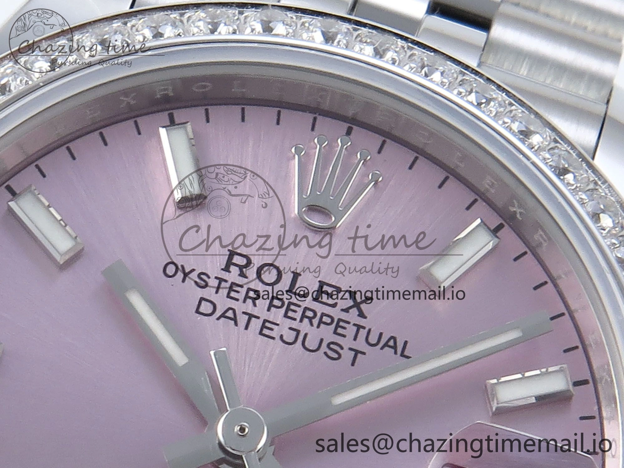 DateJust 31 278384RBR ARF 1:1 Best Edition 904L Steel Pink Stick Dial Diamonds Bezel on SS Jubilee Bracelet ETA 2688