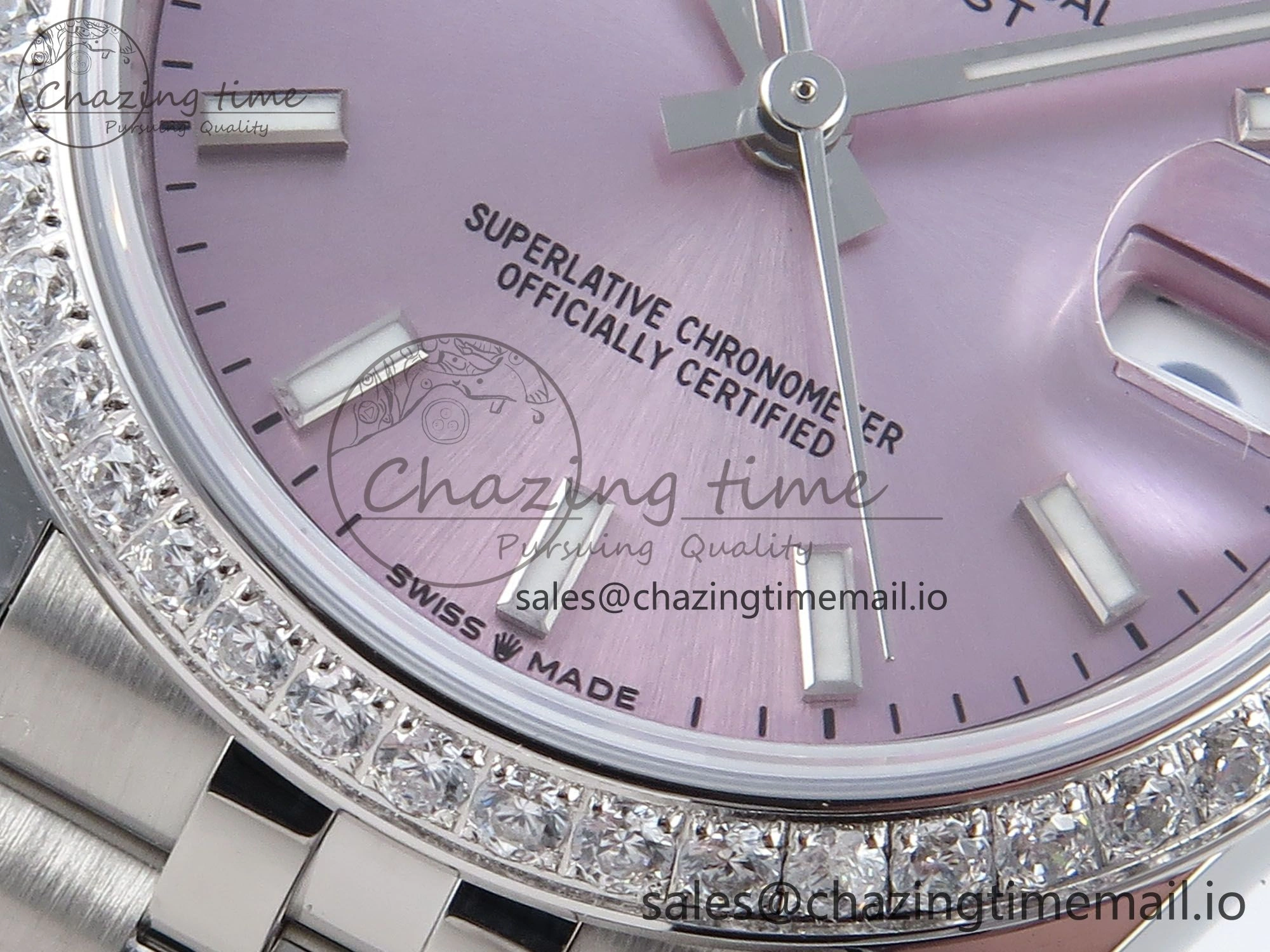DateJust 31 278384RBR ARF 1:1 Best Edition 904L Steel Pink Stick Dial Diamonds Bezel on SS Jubilee Bracelet ETA 2688