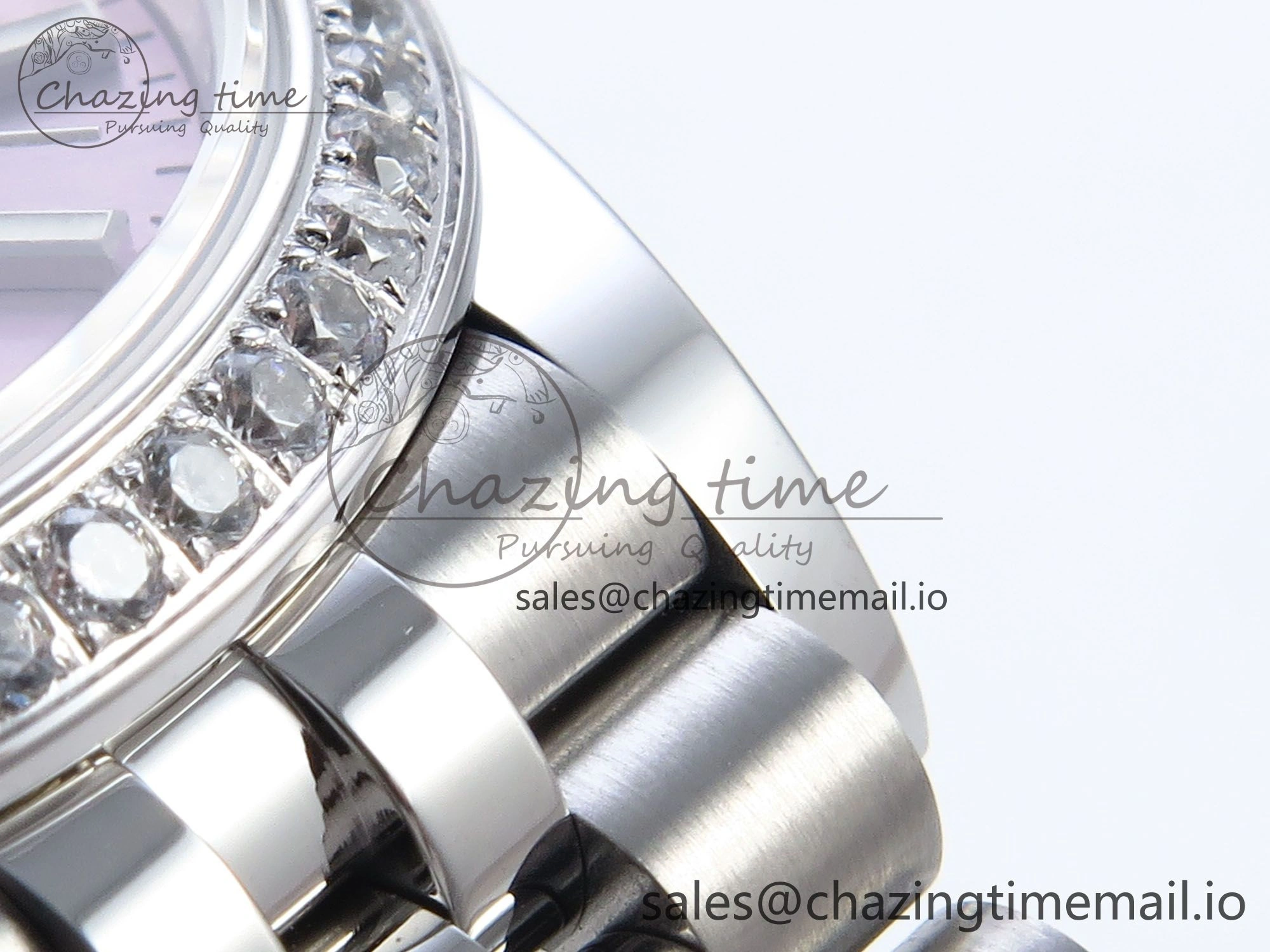DateJust 31 278384RBR ARF 1:1 Best Edition 904L Steel Pink Stick Dial Diamonds Bezel on SS Jubilee Bracelet ETA 2688