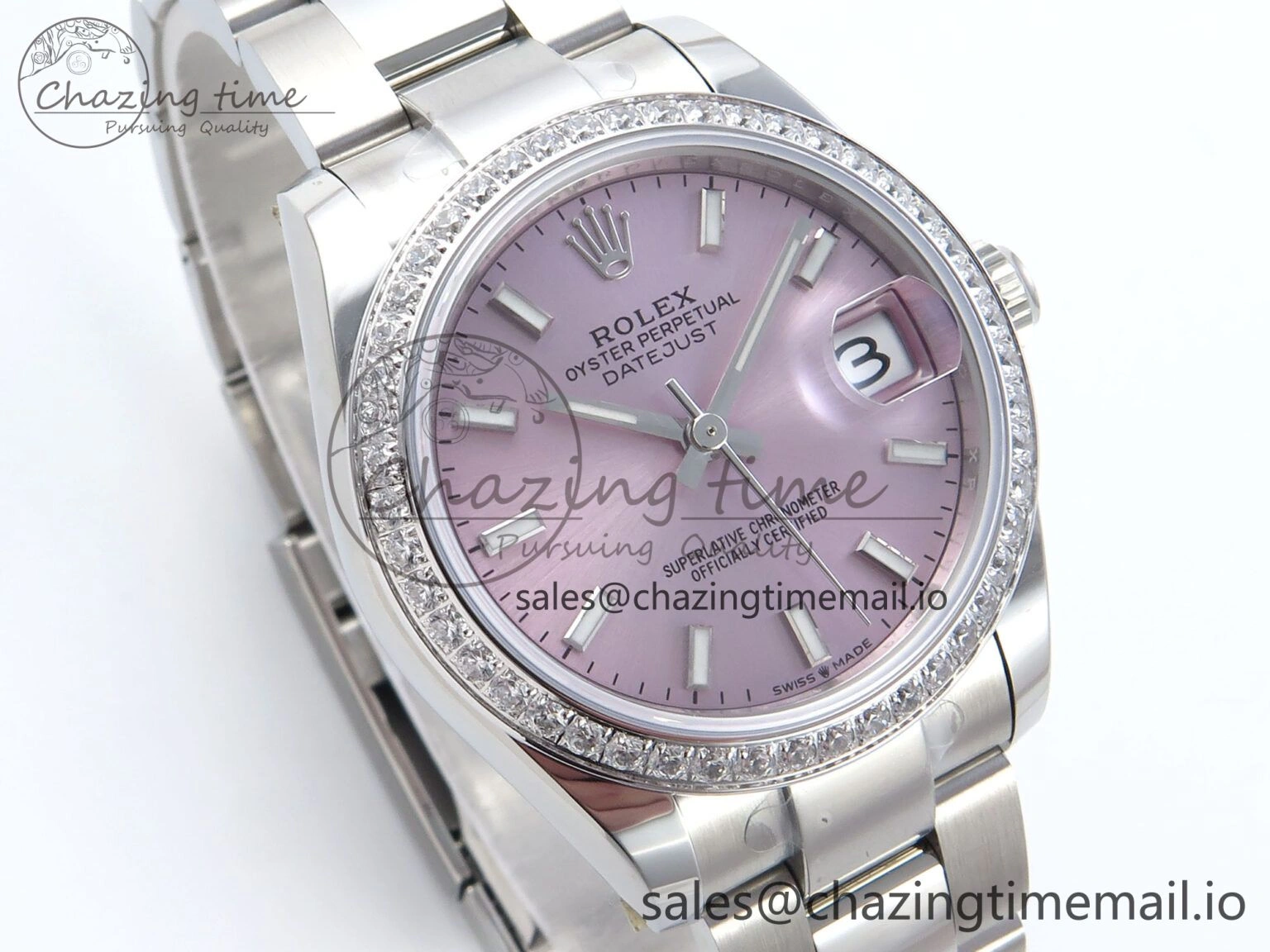 DateJust 31 278384RBR ARF 1:1 Best Edition 904L Steel Pink Stick Dial Diamonds Bezel on SS Oyster Bracelet ETA 2688