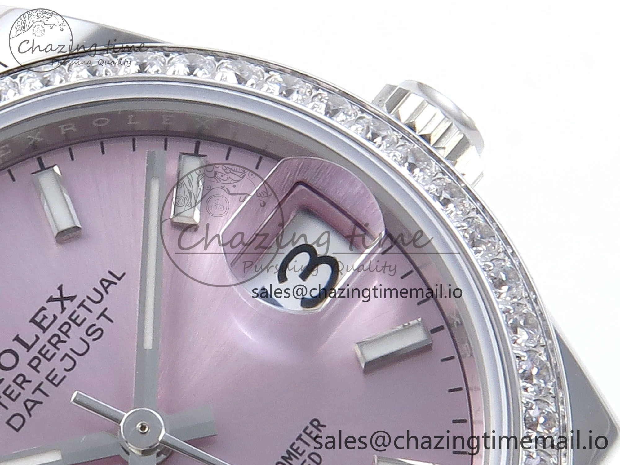 DateJust 31 278384RBR ARF 1:1 Best Edition 904L Steel Pink Stick Dial Diamonds Bezel on SS Oyster Bracelet ETA 2688