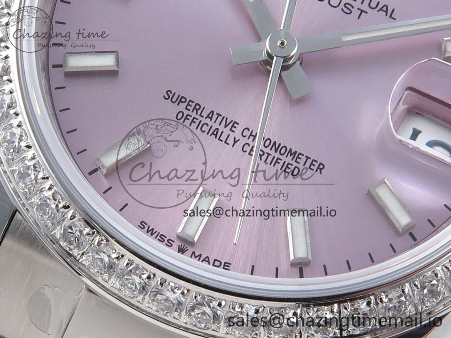 DateJust 31 278384RBR ARF 1:1 Best Edition 904L Steel Pink Stick Dial Diamonds Bezel on SS Oyster Bracelet ETA 2688