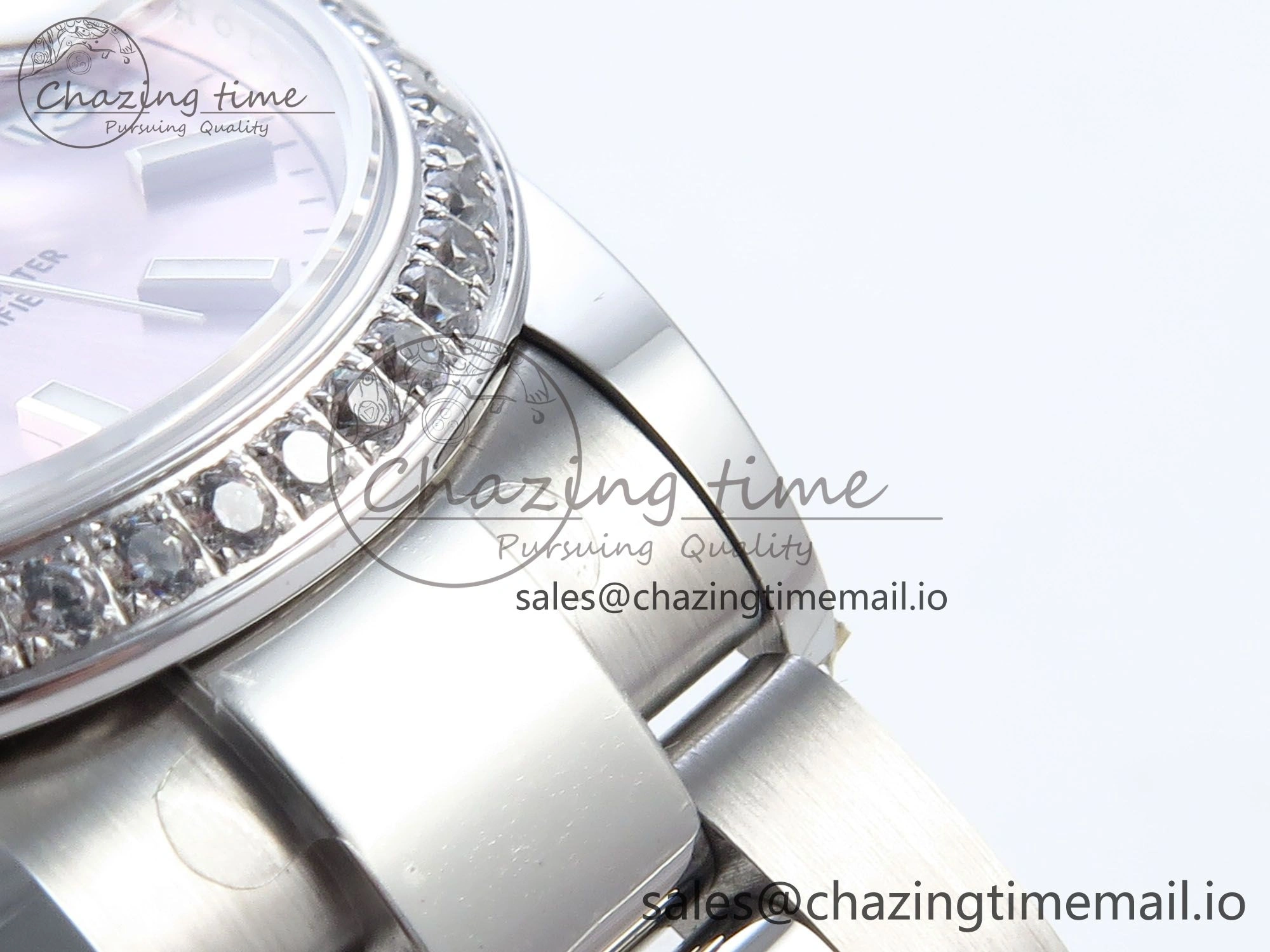 DateJust 31 278384RBR ARF 1:1 Best Edition 904L Steel Pink Stick Dial Diamonds Bezel on SS Oyster Bracelet ETA 2688