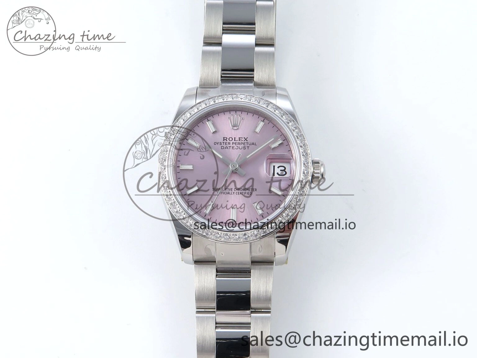 DateJust 31 278384RBR ARF 1:1 Best Edition 904L Steel Pink Stick Dial Diamonds Bezel on SS Oyster Bracelet ETA 2688