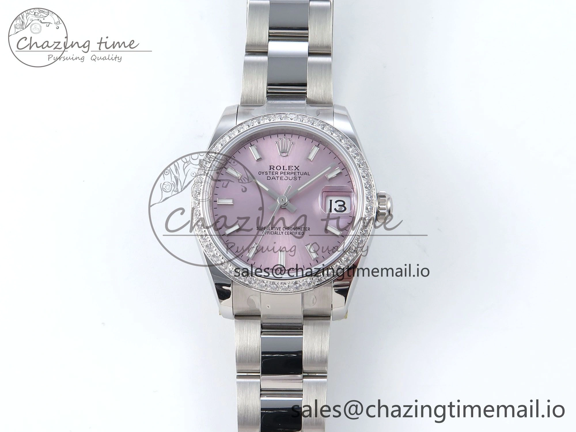 DateJust 31 278384RBR ARF 1:1 Best Edition 904L Steel Pink Stick Dial Diamonds Bezel on SS Oyster Bracelet ETA 2688