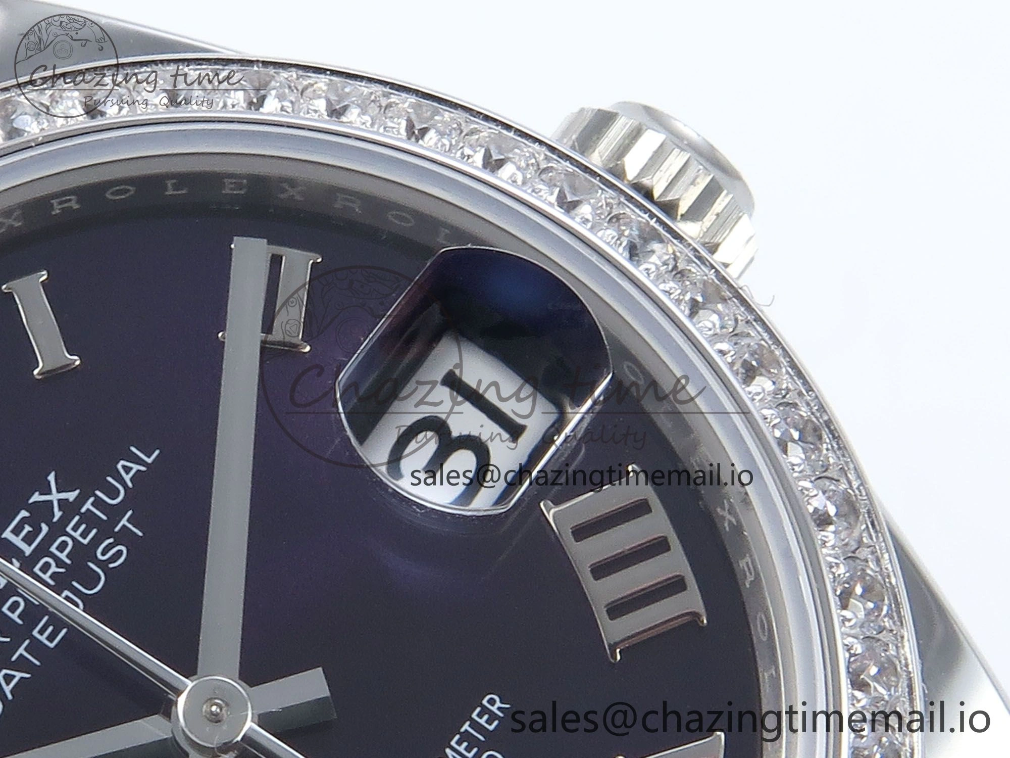 DateJust 31 278384RBR ARF 1:1 Best Edition 904L Steel Purple Roman Diamonds Dial Diamonds Bezel on SS Jubilee Bracelet ETA 2688