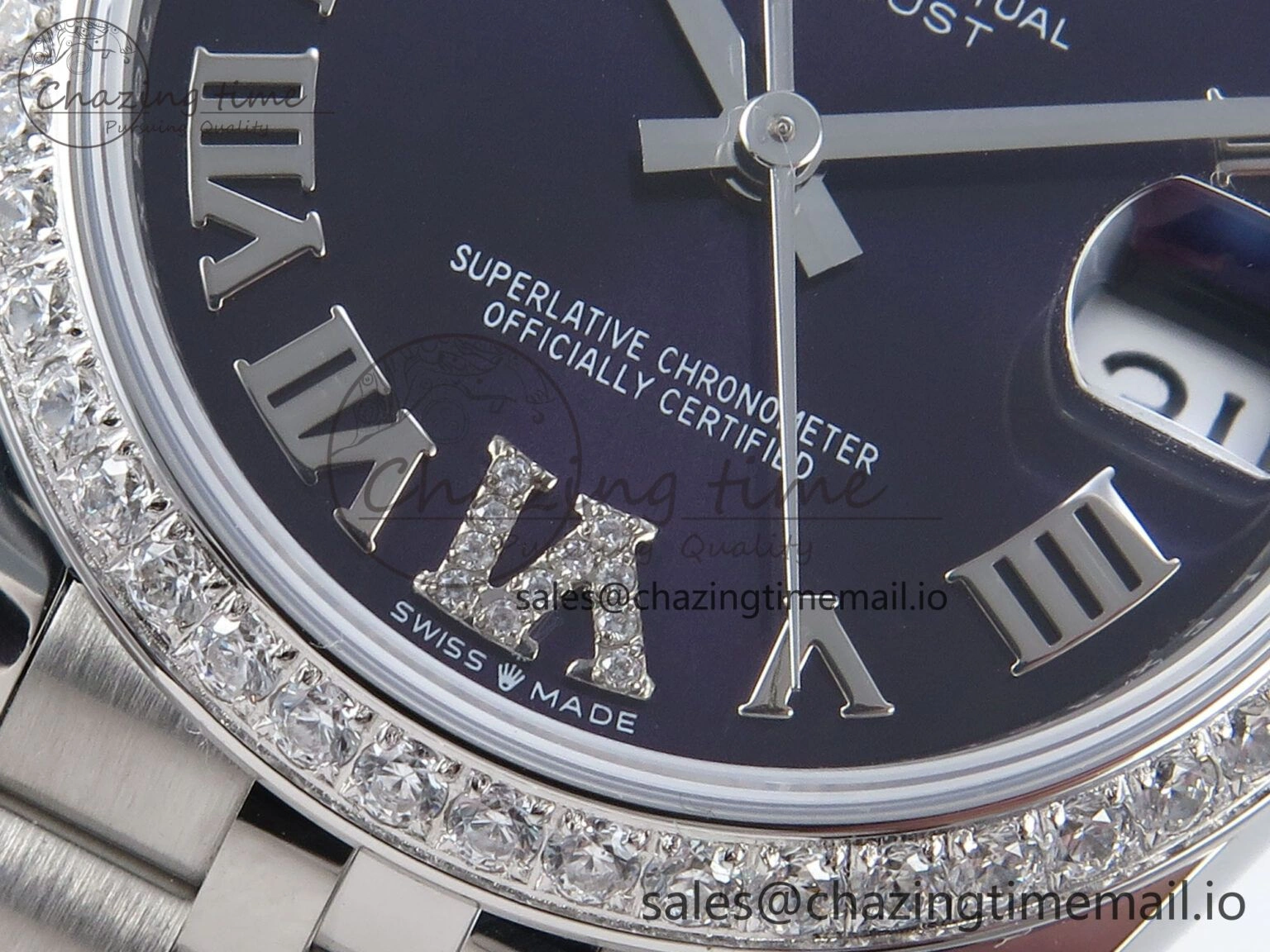 DateJust 31 278384RBR ARF 1:1 Best Edition 904L Steel Purple Roman Diamonds Dial Diamonds Bezel on SS Jubilee Bracelet ETA 2688