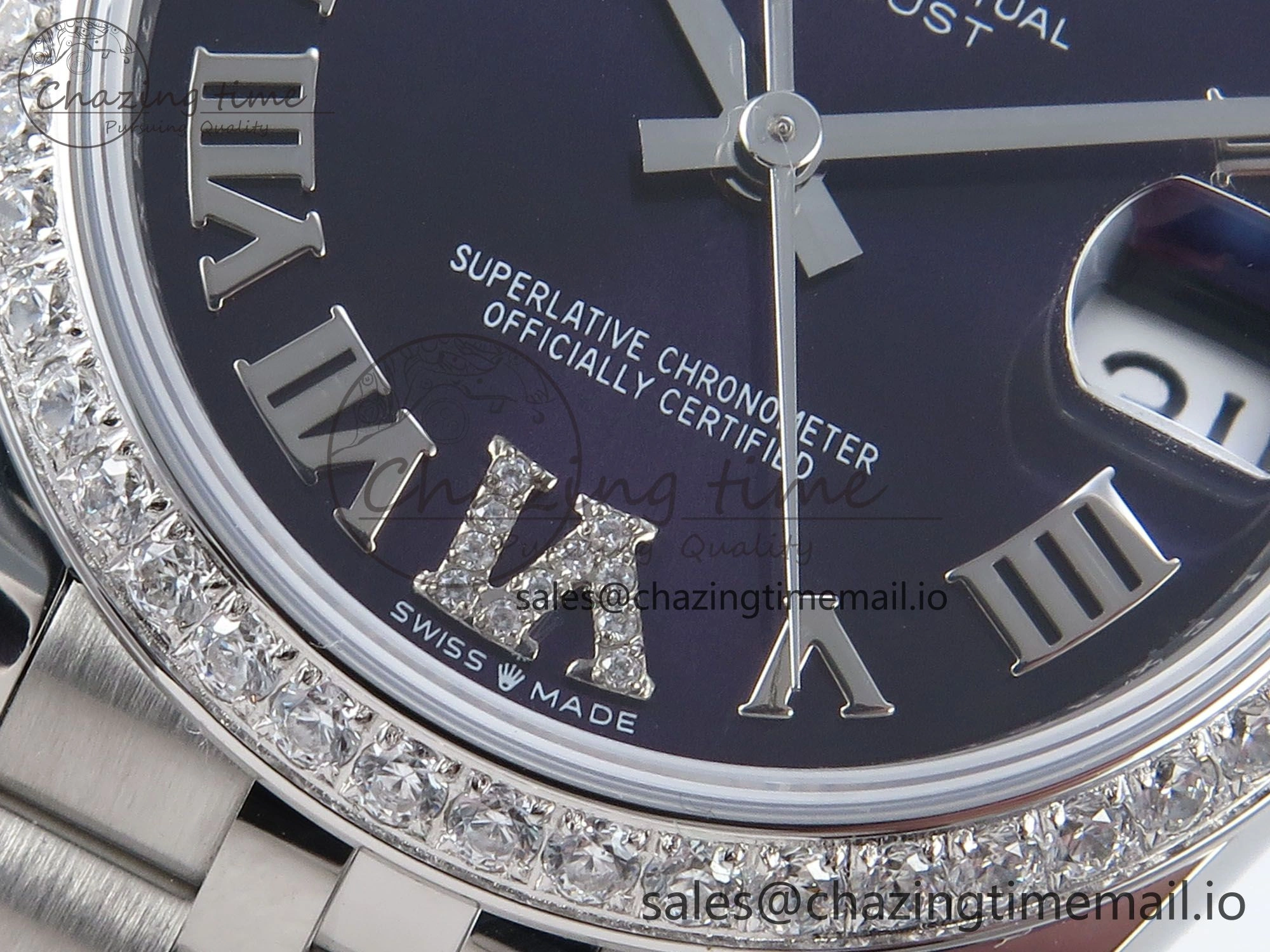 DateJust 31 278384RBR ARF 1:1 Best Edition 904L Steel Purple Roman Diamonds Dial Diamonds Bezel on SS Jubilee Bracelet ETA 2688