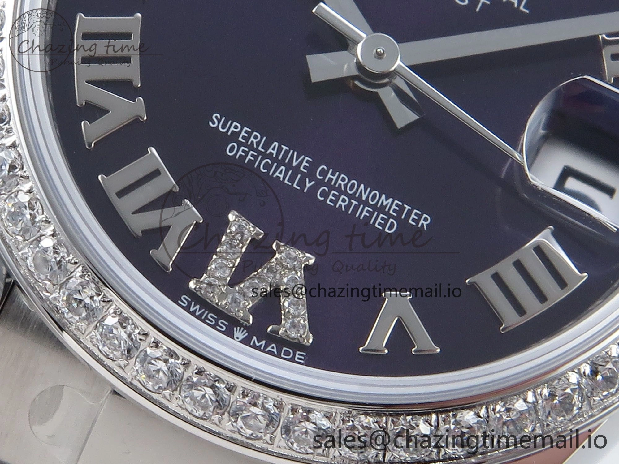 DateJust 31 278384RBR ARF 1:1 Best Edition 904L Steel Purple Roman Diamonds Dial Diamonds Bezel on SS Oyster Bracelet ETA 2688