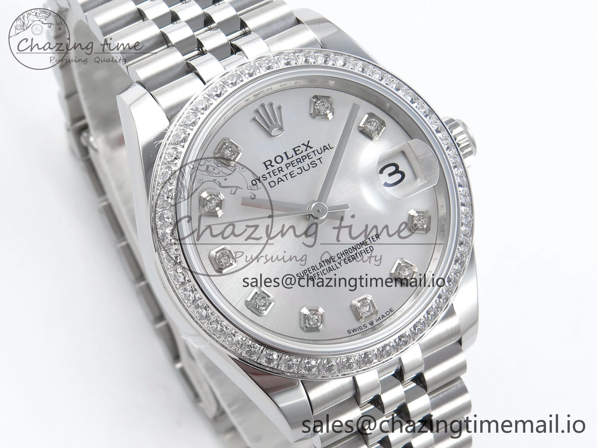 DateJust 31 278384RBR ARF 1:1 Best Edition 904L Steel Silver Diamonds Dial Diamonds Bezel on SS Jubilee Bracelet ETA 2688