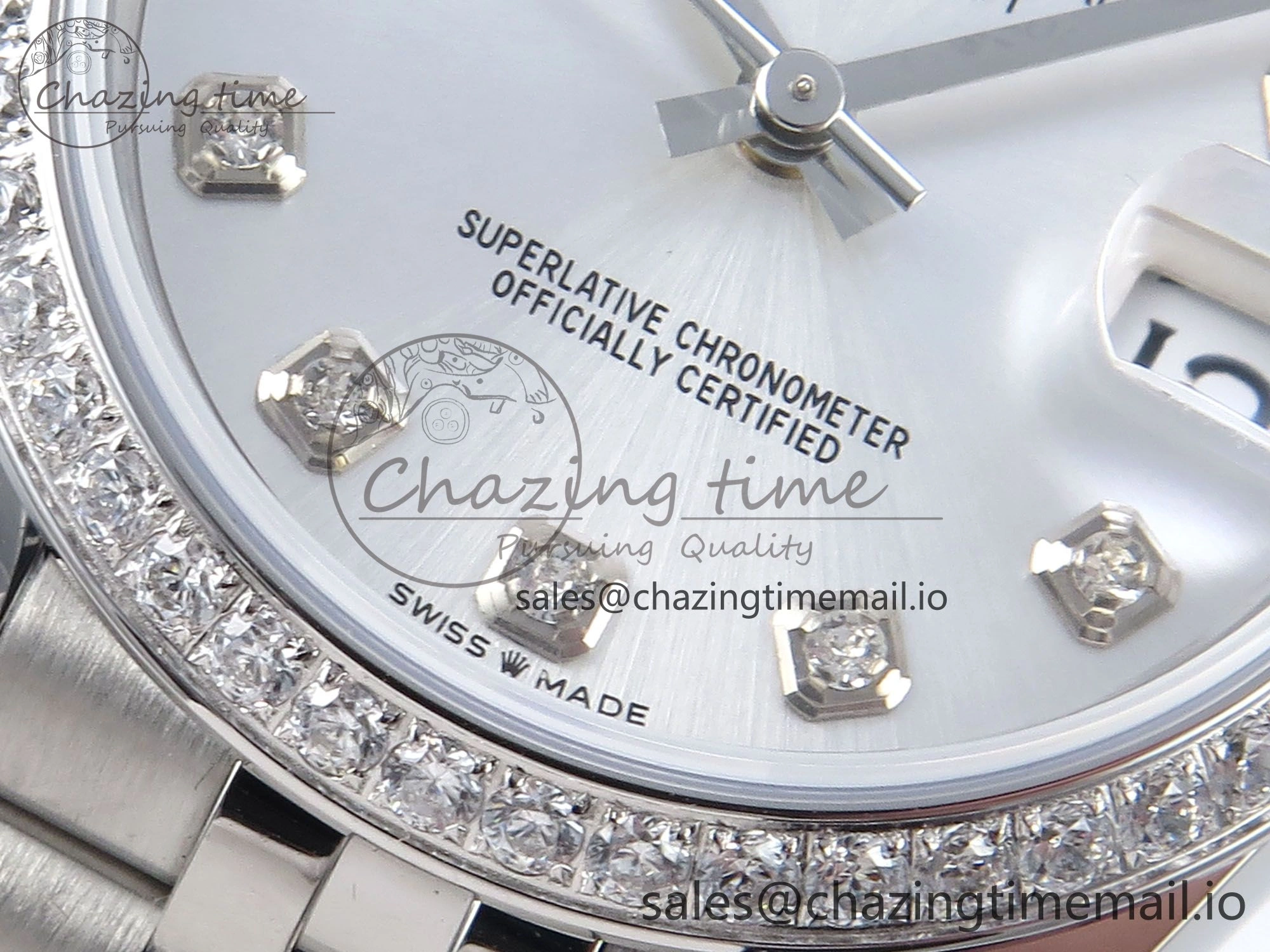 DateJust 31 278384RBR ARF 1:1 Best Edition 904L Steel Silver Diamonds Dial Diamonds Bezel on SS Jubilee Bracelet ETA 2688