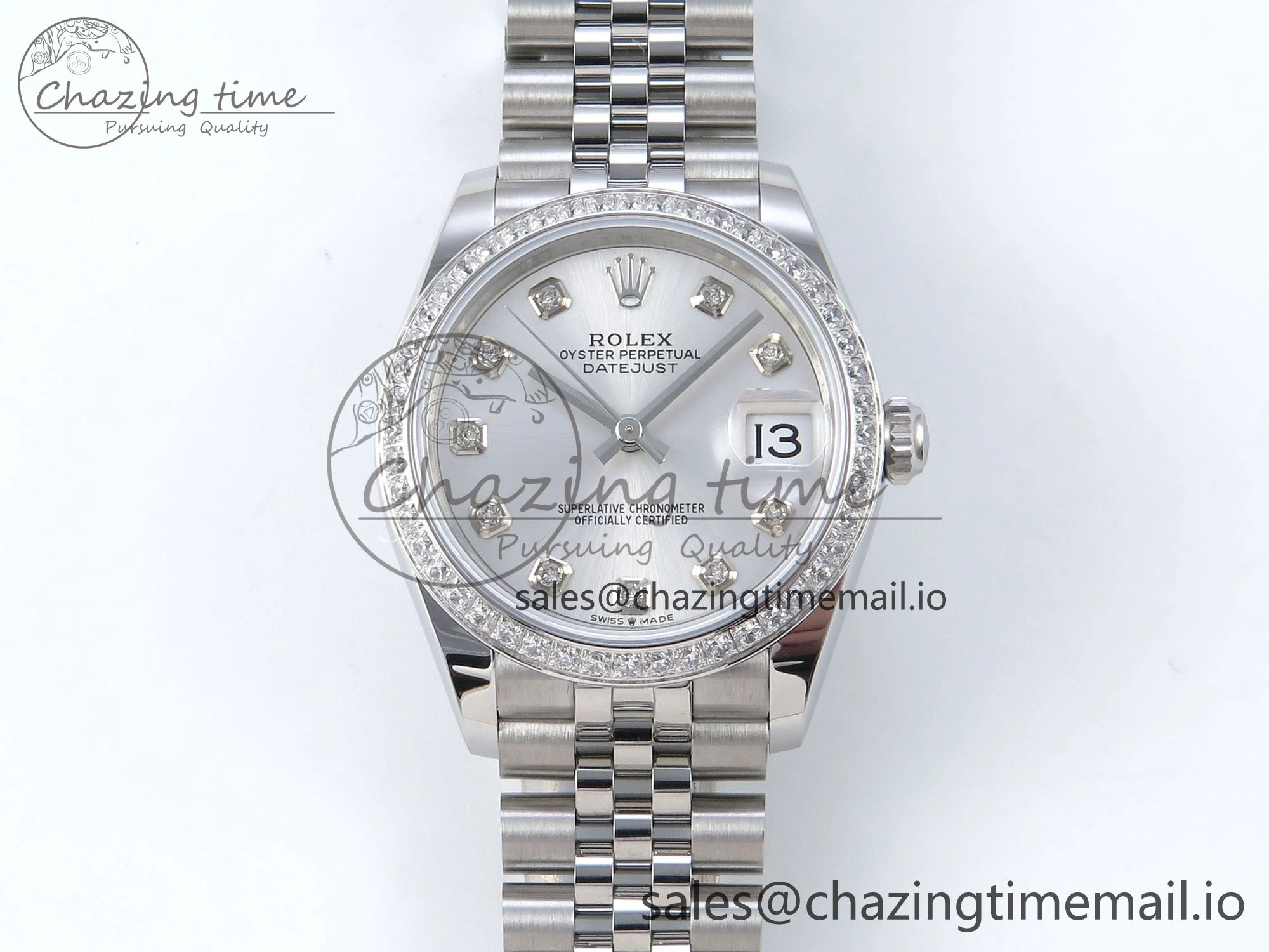 DateJust 31 278384RBR ARF 1:1 Best Edition 904L Steel Silver Diamonds Dial Diamonds Bezel on SS Jubilee Bracelet ETA 2688
