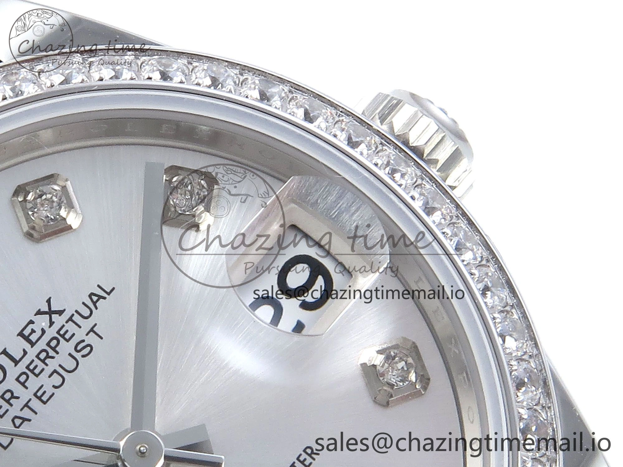 DateJust 31 278384RBR ARF 1:1 Best Edition 904L Steel Silver Diamonds Dial Diamonds Bezel on SS Oyster Bracelet ETA 2688