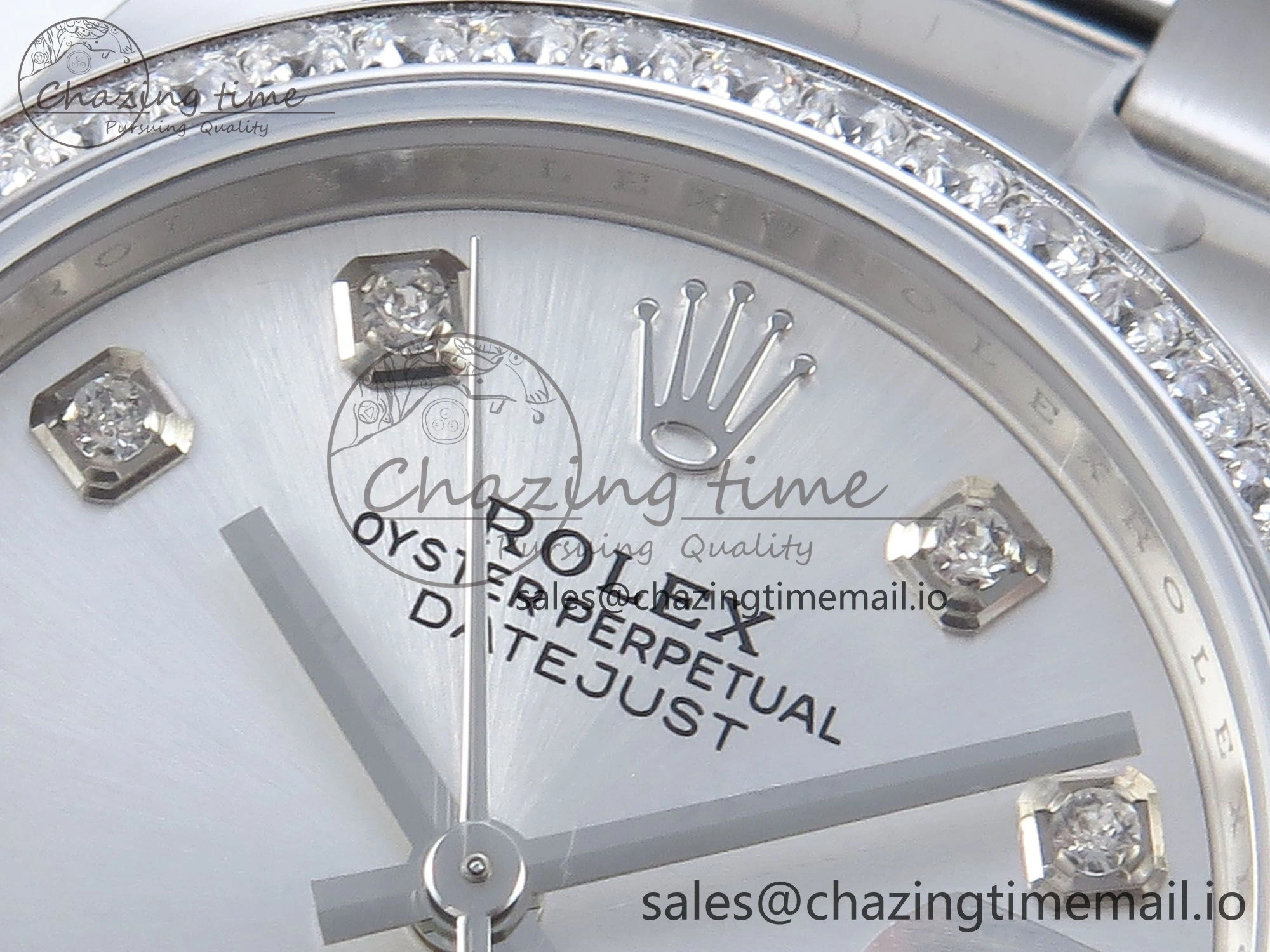 DateJust 31 278384RBR ARF 1:1 Best Edition 904L Steel Silver Diamonds Dial Diamonds Bezel on SS Oyster Bracelet ETA 2688