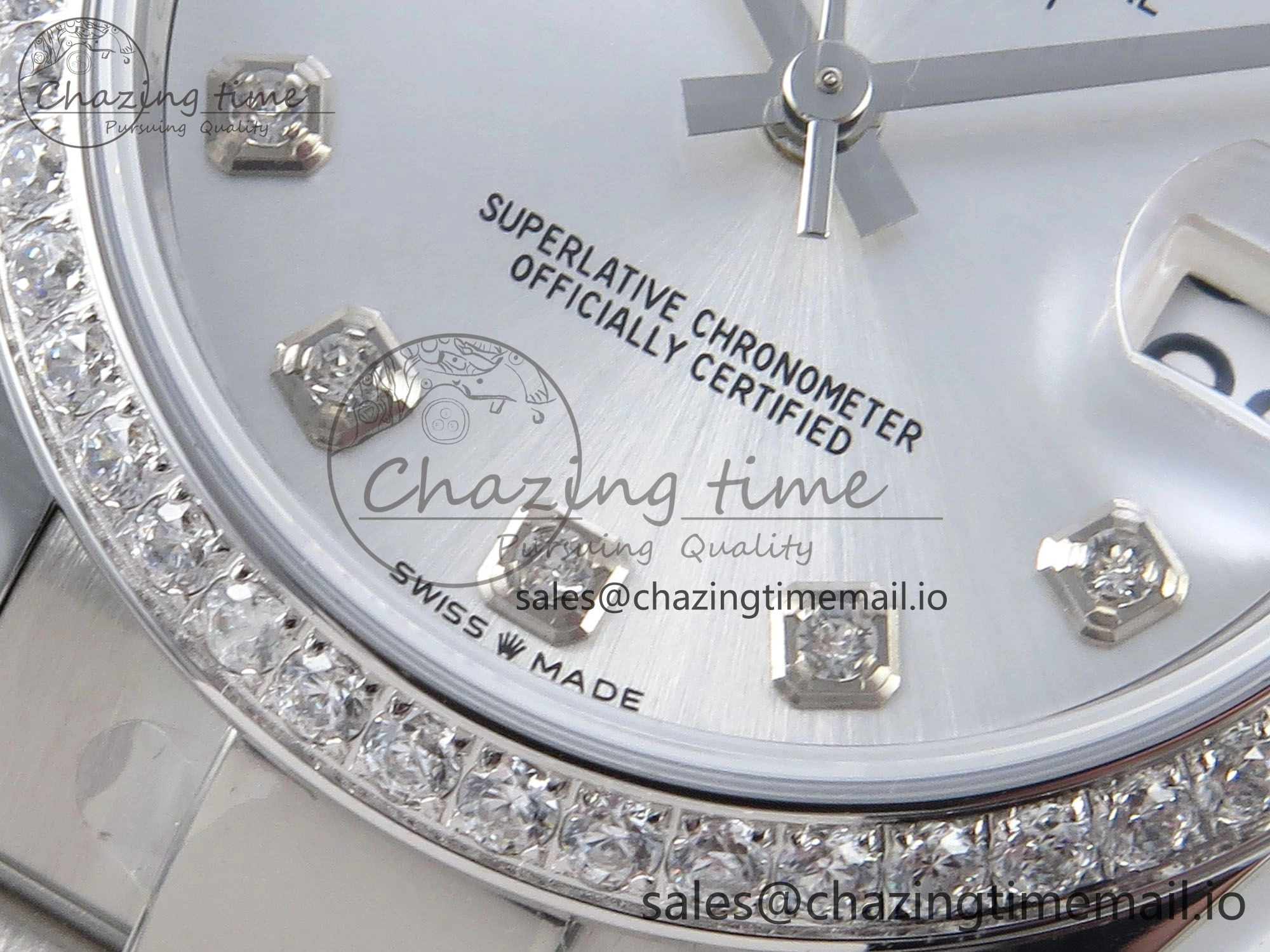 DateJust 31 278384RBR ARF 1:1 Best Edition 904L Steel Silver Diamonds Dial Diamonds Bezel on SS Oyster Bracelet ETA 2688