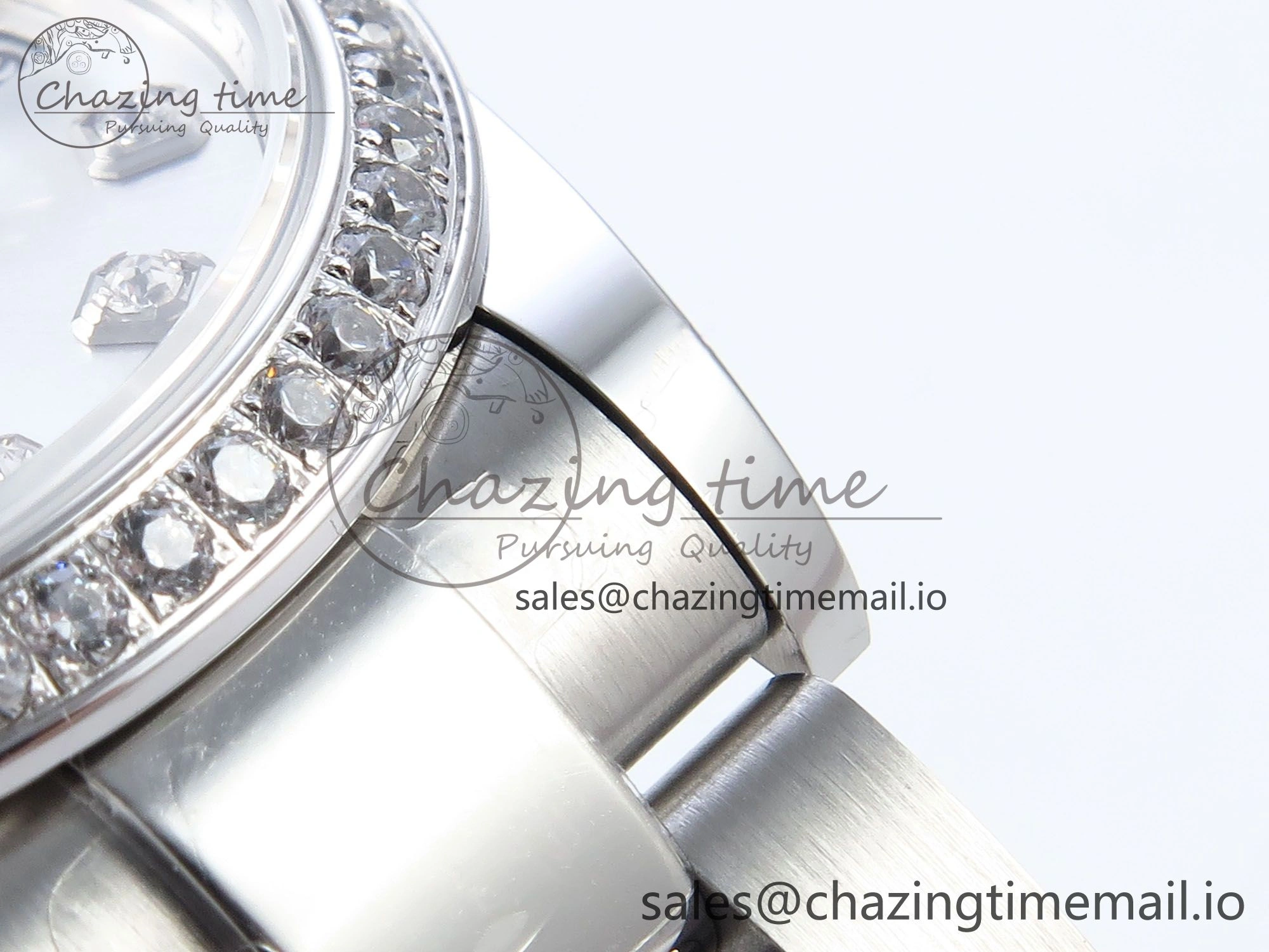 DateJust 31 278384RBR ARF 1:1 Best Edition 904L Steel Silver Diamonds Dial Diamonds Bezel on SS Oyster Bracelet ETA 2688