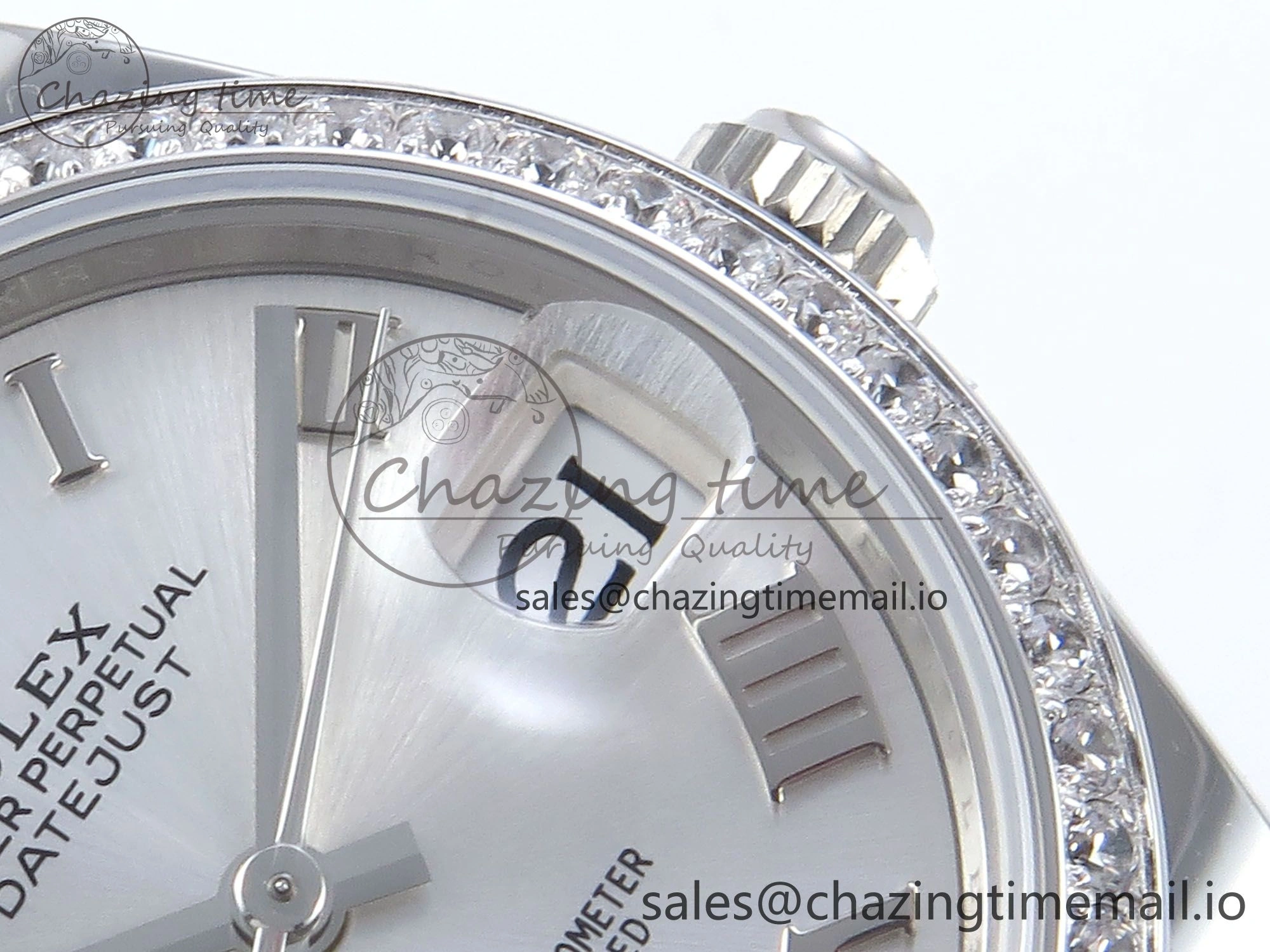 DateJust 31 278384RBR ARF 1:1 Best Edition 904L Steel Silver Roman Dial Diamonds Bezel on SS Jubilee Bracelet ETA 2688