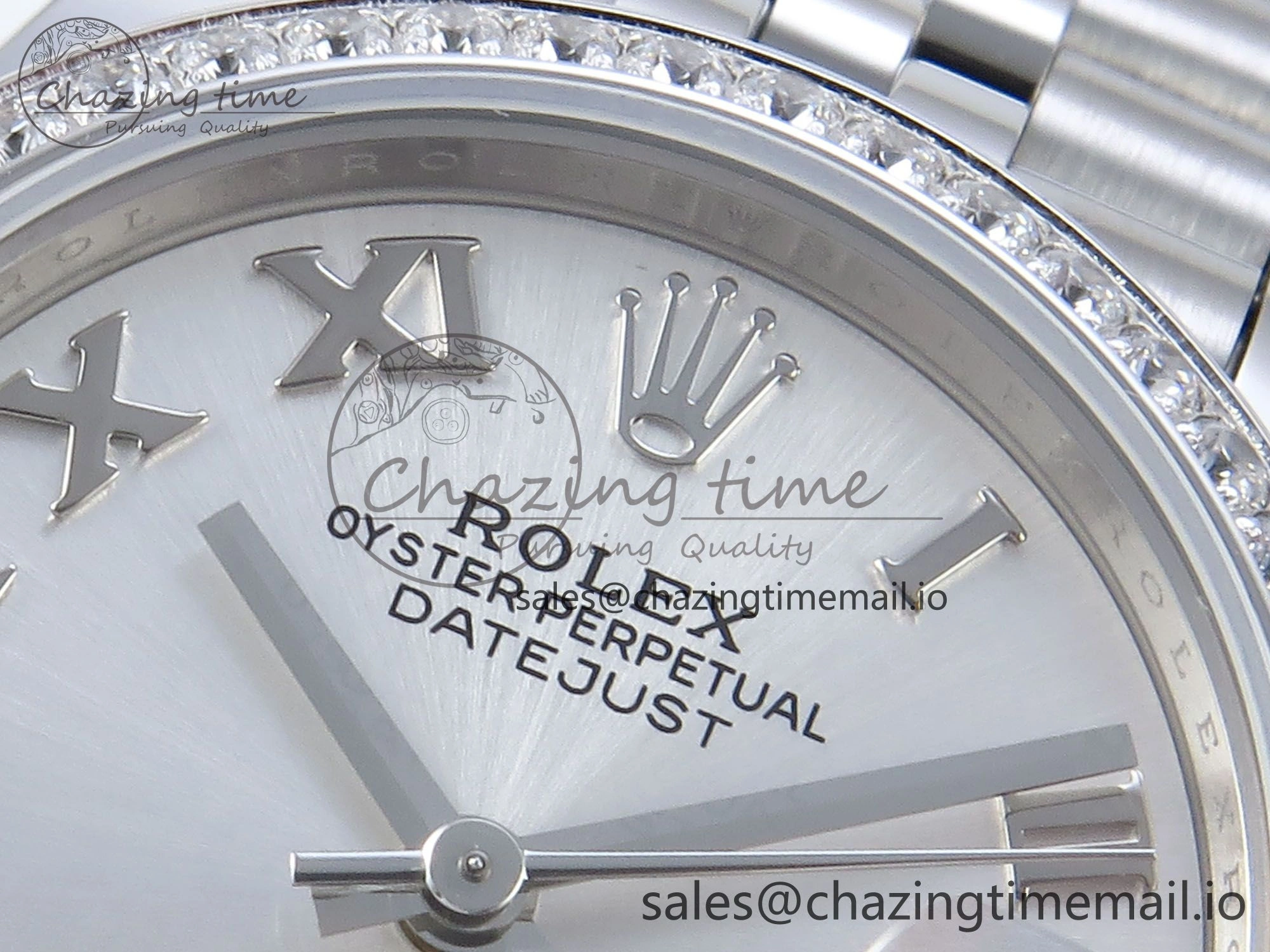 DateJust 31 278384RBR ARF 1:1 Best Edition 904L Steel Silver Roman Dial Diamonds Bezel on SS Jubilee Bracelet ETA 2688