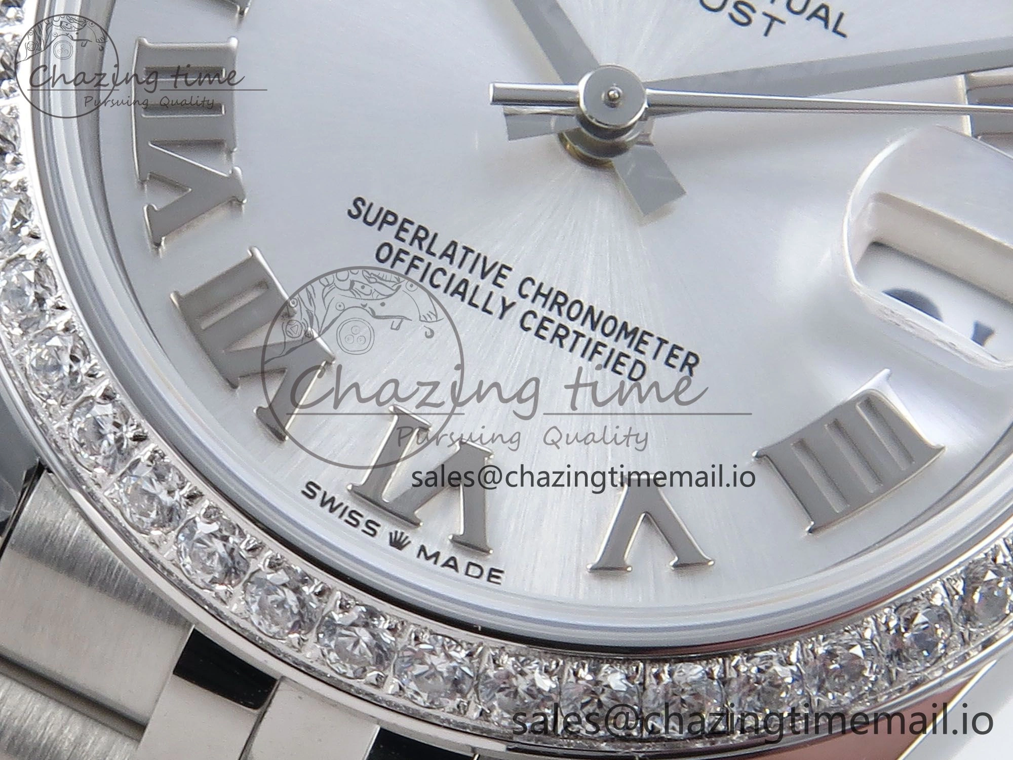 DateJust 31 278384RBR ARF 1:1 Best Edition 904L Steel Silver Roman Dial Diamonds Bezel on SS Jubilee Bracelet ETA 2688