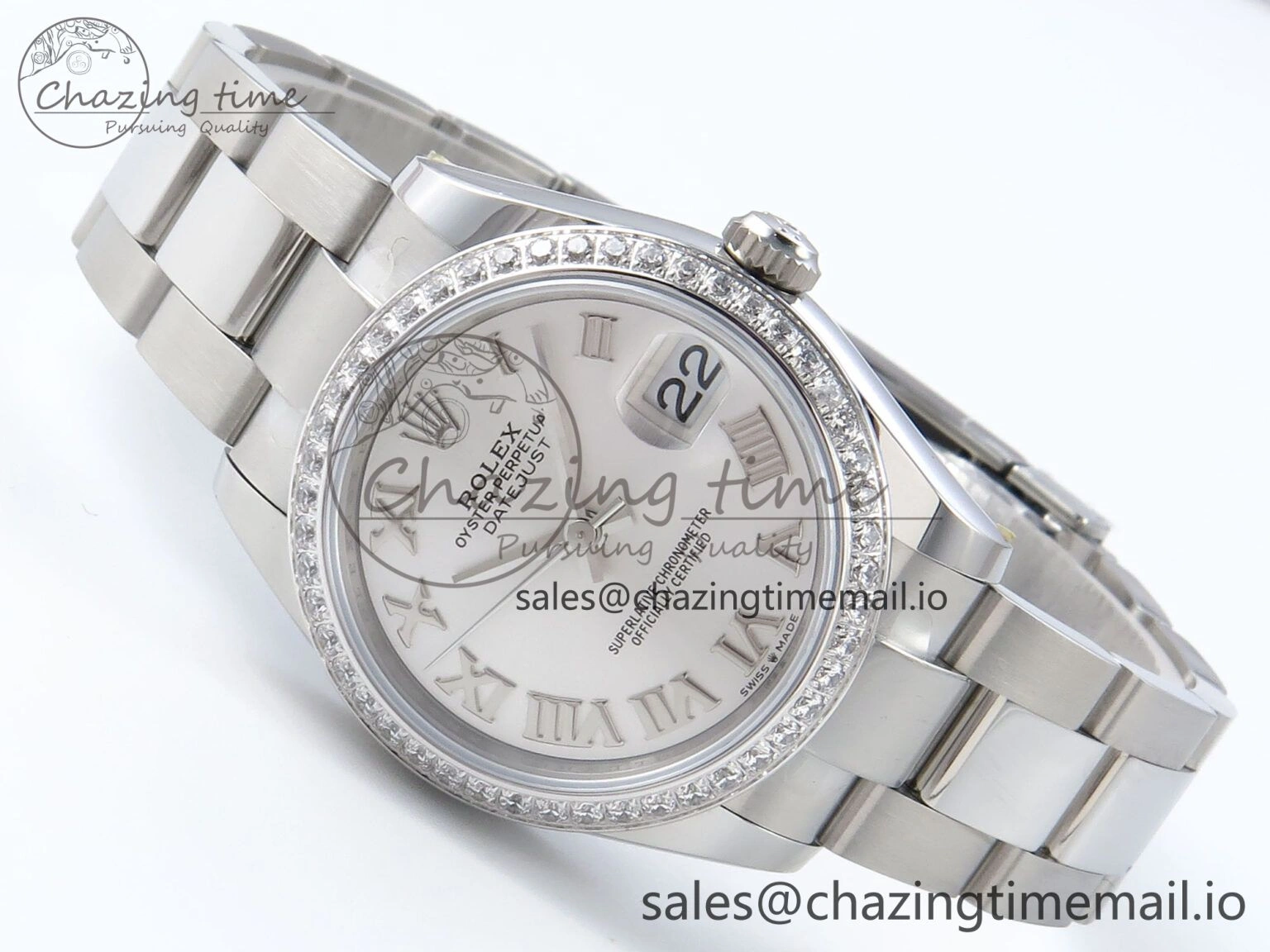 DateJust 31 278384RBR ARF 1:1 Best Edition 904L Steel Silver Roman Dial Diamonds Bezel on SS Oyster Bracelet ETA 2688
