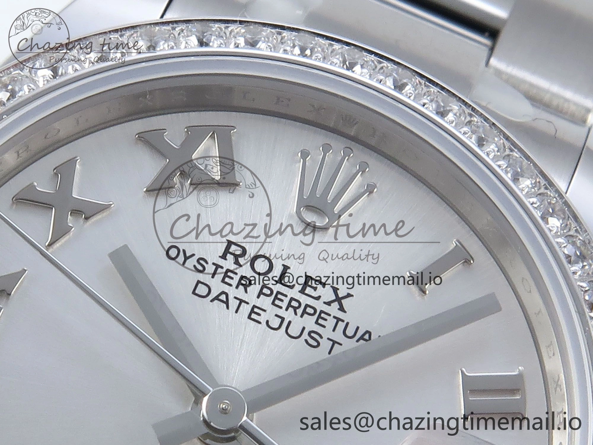 DateJust 31 278384RBR ARF 1:1 Best Edition 904L Steel Silver Roman Dial Diamonds Bezel on SS Oyster Bracelet ETA 2688