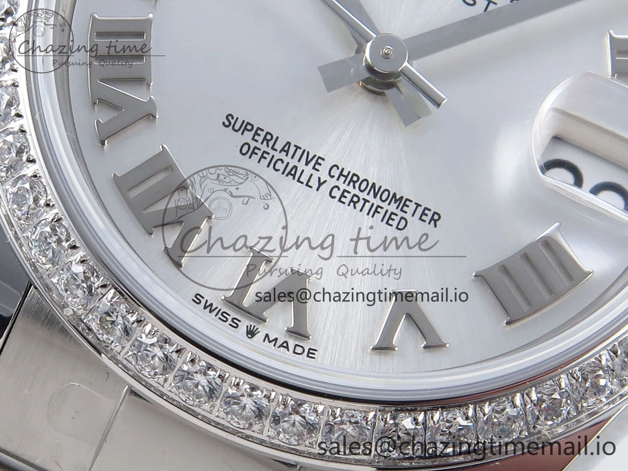 DateJust 31 278384RBR ARF 1:1 Best Edition 904L Steel Silver Roman Dial Diamonds Bezel on SS Oyster Bracelet ETA 2688