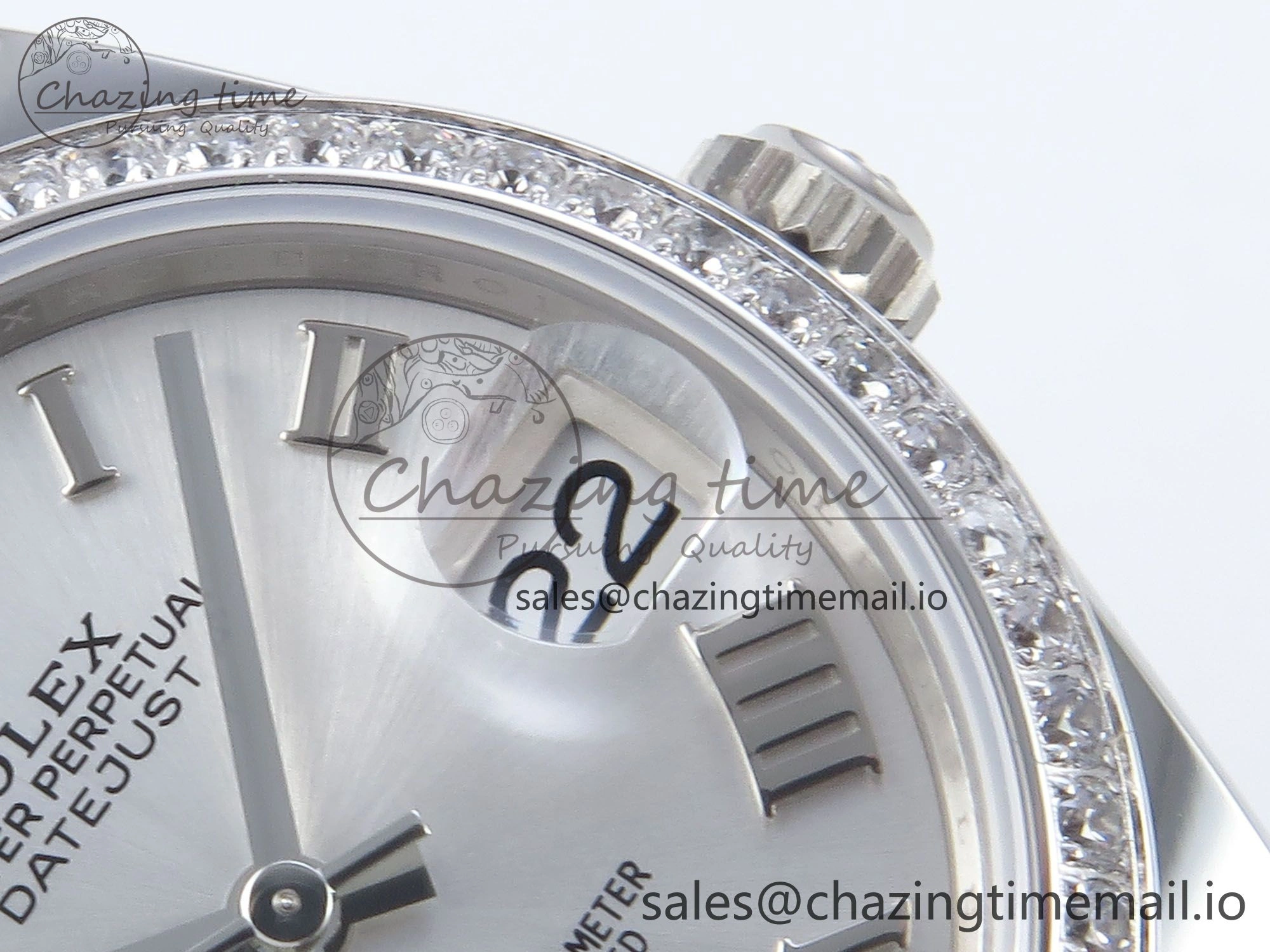 DateJust 31 278384RBR ARF 1:1 Best Edition 904L Steel Silver Roman Dial Diamonds Bezel on SS Oyster Bracelet ETA 2688